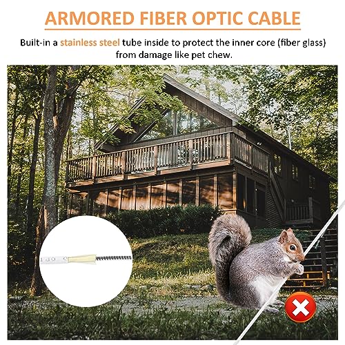 Vesperia 30m(98.4ft) Armored Network Fibre Optic Cable SC/APC to SC/APC OS2 Simplex Singlemode 9/125μm LSZH FTTH 3.0mm Patch Cord Fiber Cables with Adapter Coupler - Image 2