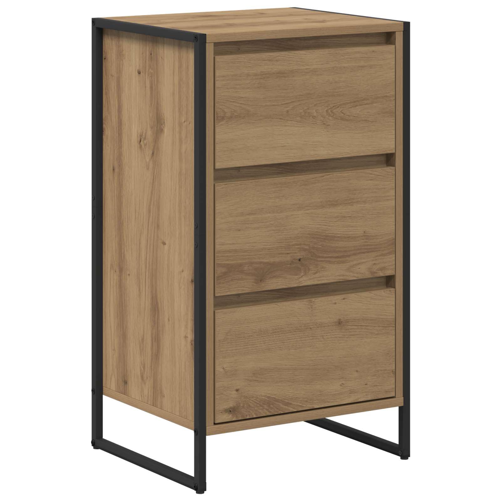 Holamys Armario auxiliar artesanal, roble 42 x 36 x 75,5 cm, material de madera, diseño industrial, armario de almacenamiento con cajón para salón, pasillo