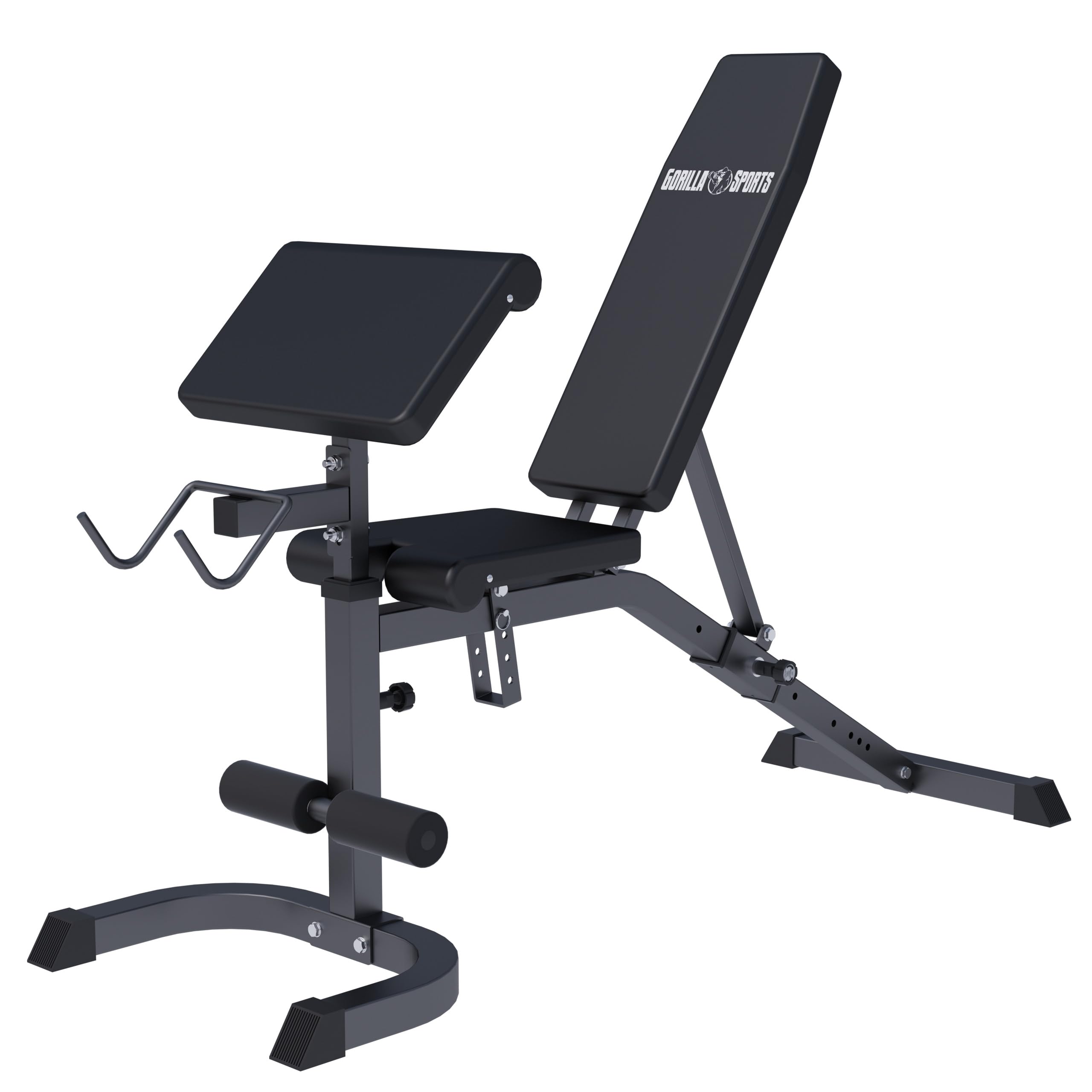 GORILLA SPORTS Hantelbank - Curlpult, Verstellbar, bis 250kg - Bankdrücken Bank, Sit Up Bank, Trainingsbank, Schrägbank, Bauchtrainer, Fitnessbank, Flachbank, Bizeps Curlbank, Krafttraining