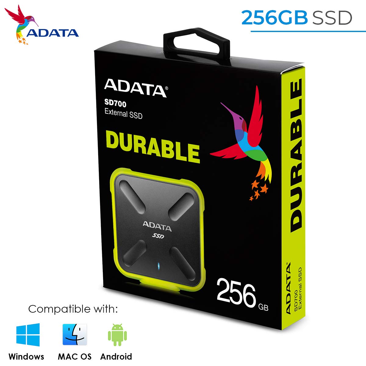 (未使用･未開封品)　ASD700-256GU3-CYL [256GB ポータブルSSD SD700 USB 3.1 IP68 防塵/防水 耐衝撃 イエロー] qdkdu57 Amazon | ASD700-256GU3-CYL [256GB ポータブルSSD SD700 USB 3.1 IP68