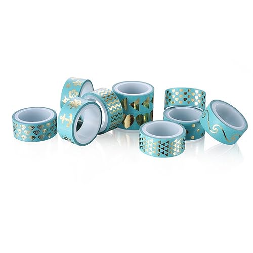 Miniatura 4 de AGU - Juego de 20 rollos de cinta washi dorada de aluminio, cinta adhesiva decorativa para manualidades y envoltura de regalos