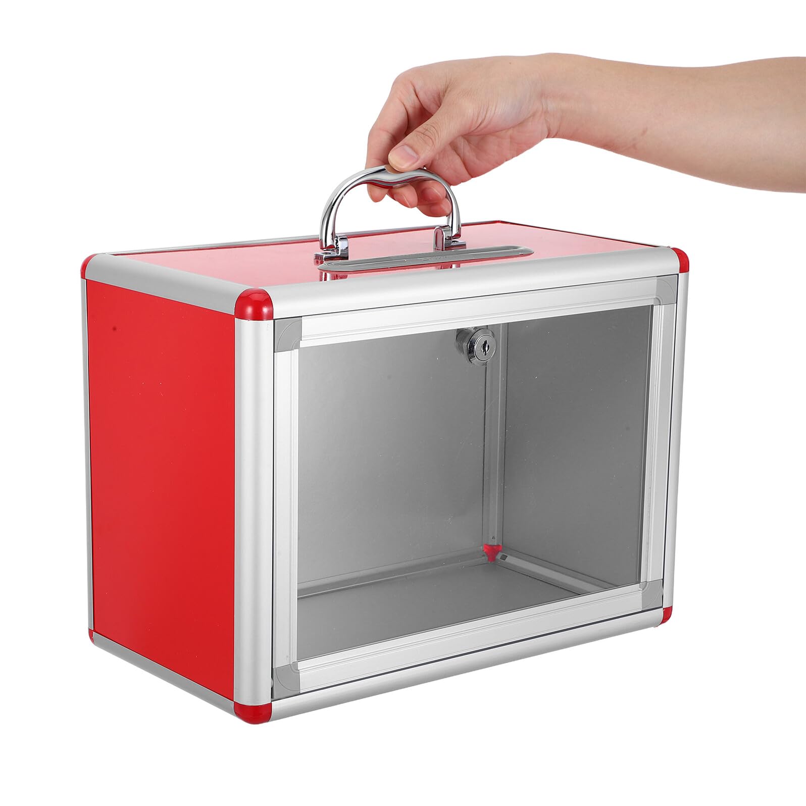 STOBAZA Buzón de Sugerencias Rojo de Aleación de Aluminio Cuadrado y Seguro con Ranura , Diseño Moderno para Oficina y Uso Empresarial