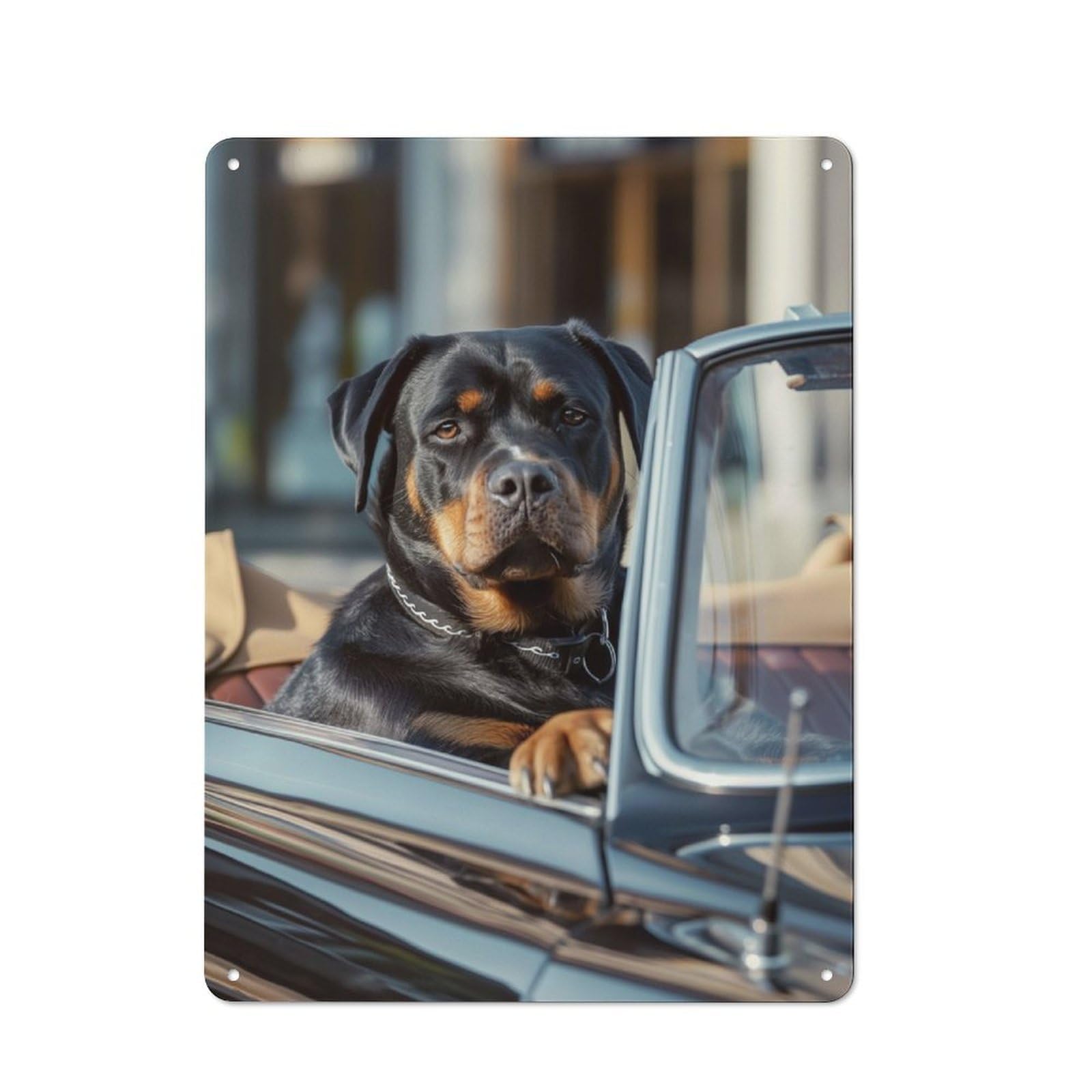 Junmoney Rottweiler Cabriolet Car For Dining Room Or Kitchen, Vintage Metal Sign 40X30cm, Gift For Dining Room Decor Fans During The Christmas Season