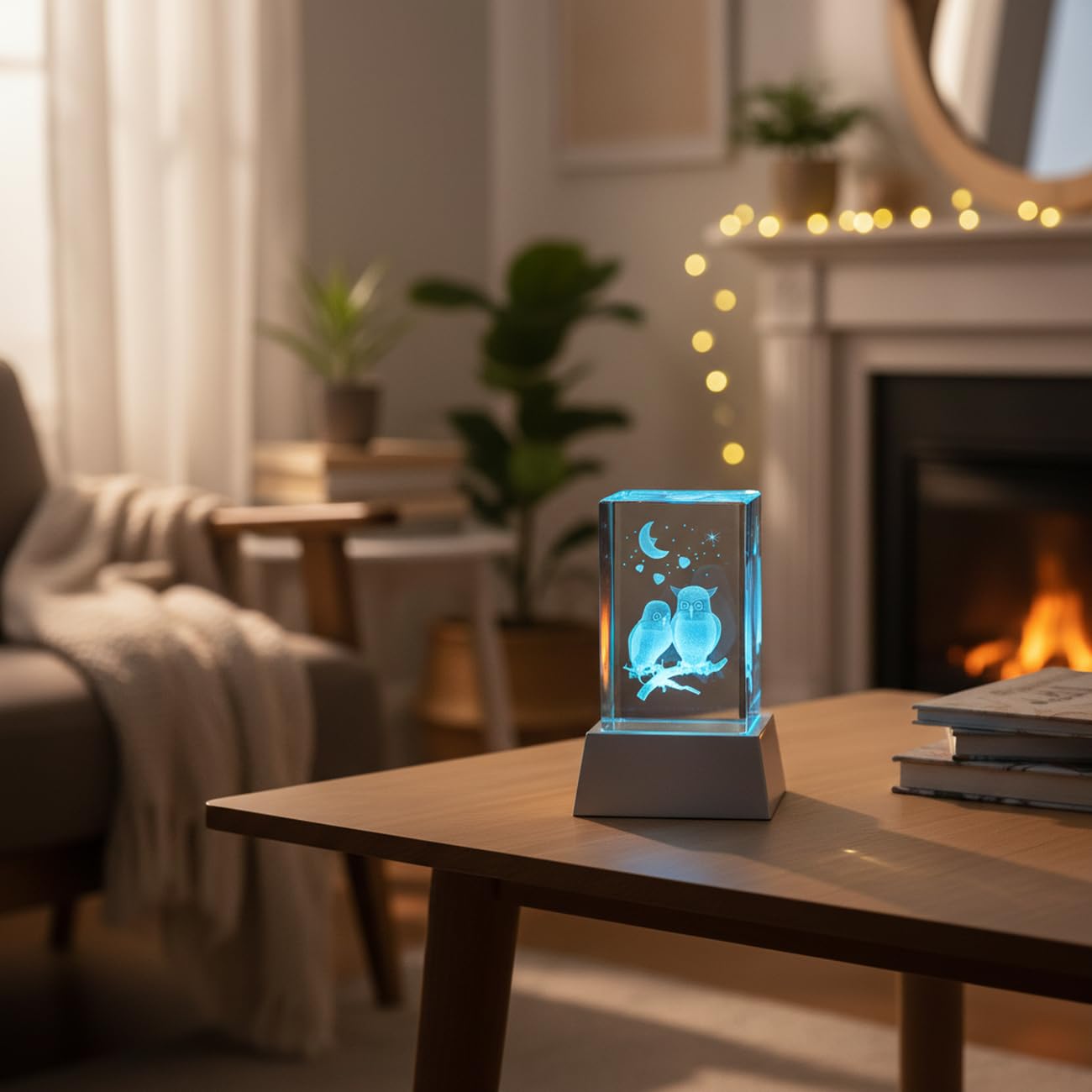 Kaltner Präsente Luce d'atmosfera – Un regalo molto speciale: candela a LED/blocco di vetro di cristallo/incisione laser 3D, motivo rosa romantica, ti amo con illuminazione a LED