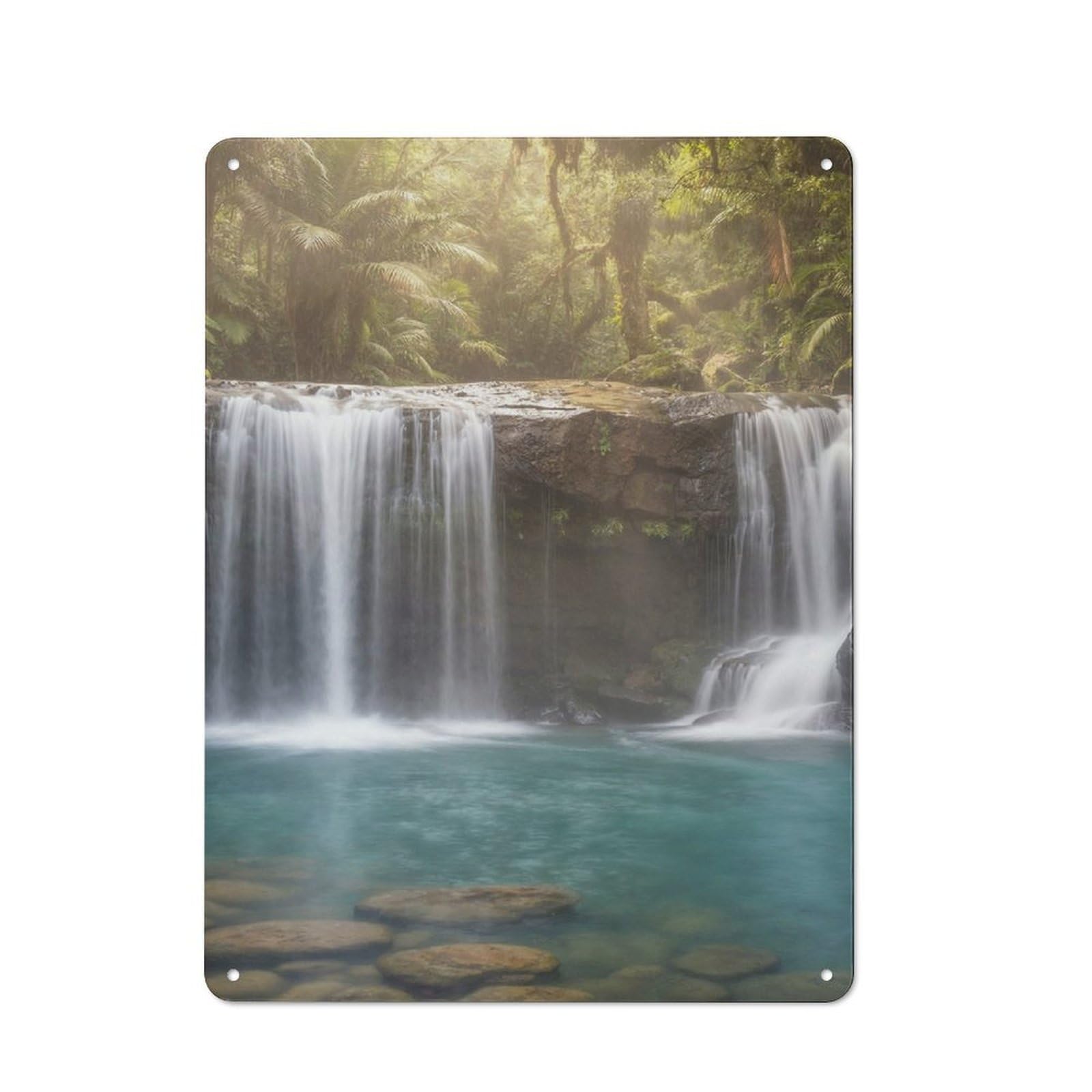 Lush Waterfall in A Tropical Forest Rustic Metal Sign 40x30cm for Café Or Restaurant, Suited to Café Owners And Decorators