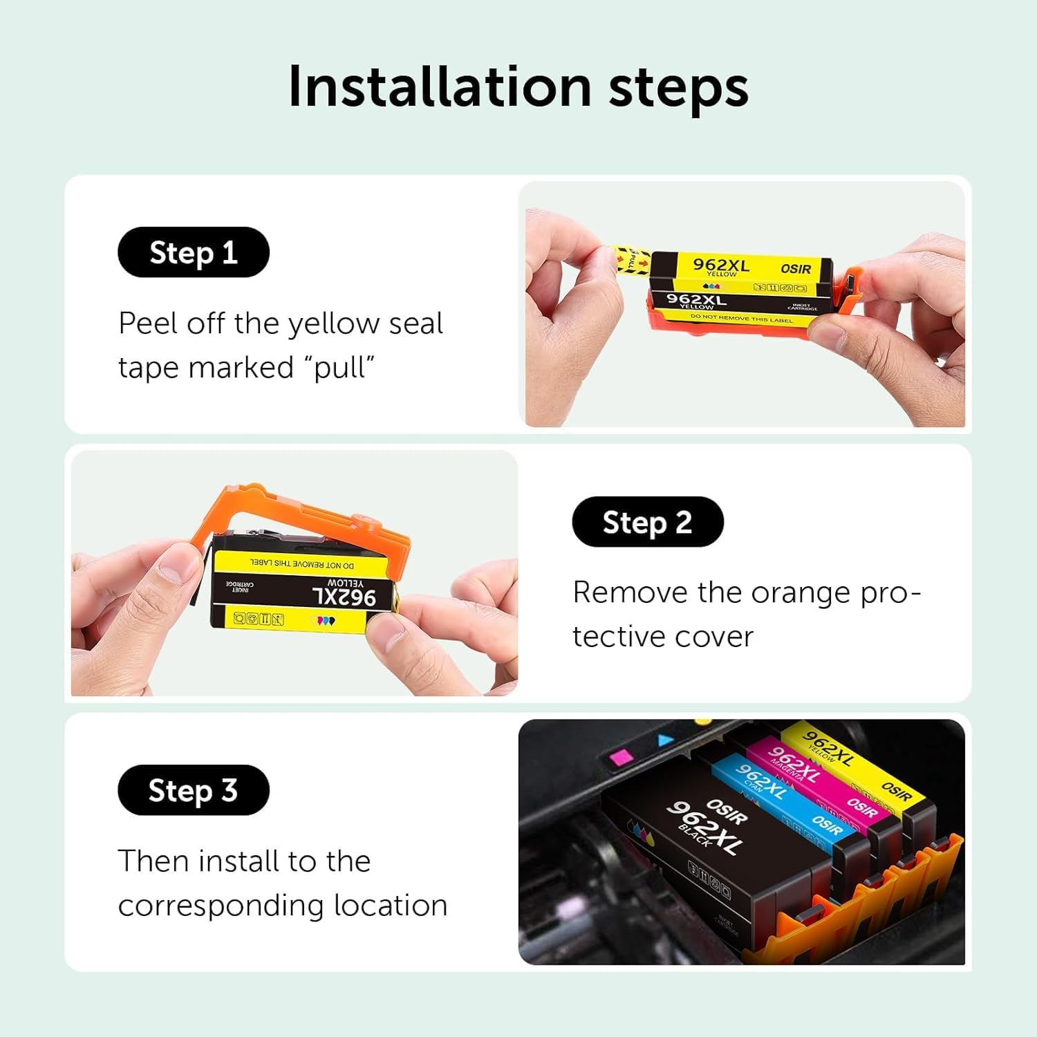 962XL Ink Cartridges Combo Pack Compatible for HP 962 Ink Work with HP OfficeJet Pro 9015 9020 9012 9010 9018 9025 9019 Printers(4 Pack)