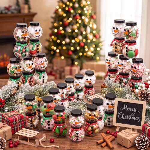 Jingmore 48 Pcs Christmas Snowman Candy Jars, Two Color Ribbons by Jingmore - Used condition - Image 4