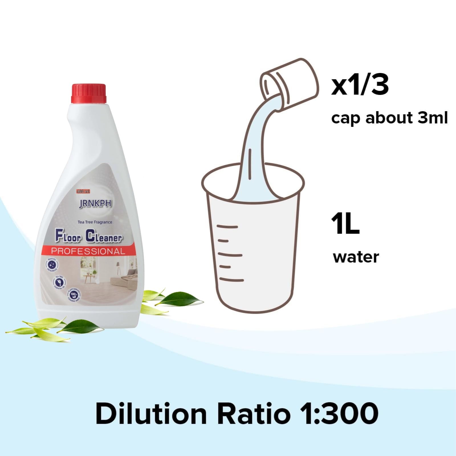 Soluzione detergente per robot lavapavimenti 480 ml x 3 confezioni - Compatibile con Roborock® Q5/Q7/Q8/S7/S8/Qrevo, aspirapolvere senza fili, profumo di melaleuca, bassa schiumosità
