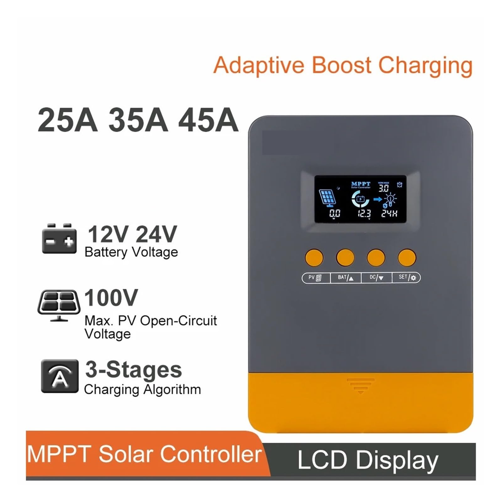 Controlador de Carga Solar Controlador de Carga Solar MPPT 25A 35A 45A 12V 24V(25A)