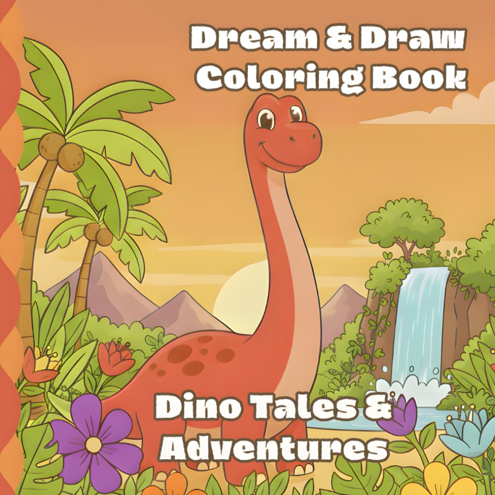 Dream & Draw Coloring Book: Dino Tales & Adventures: 40 Detailed Illustrations for Kids Ages 4-8. Engaging Dinosaur Scenes