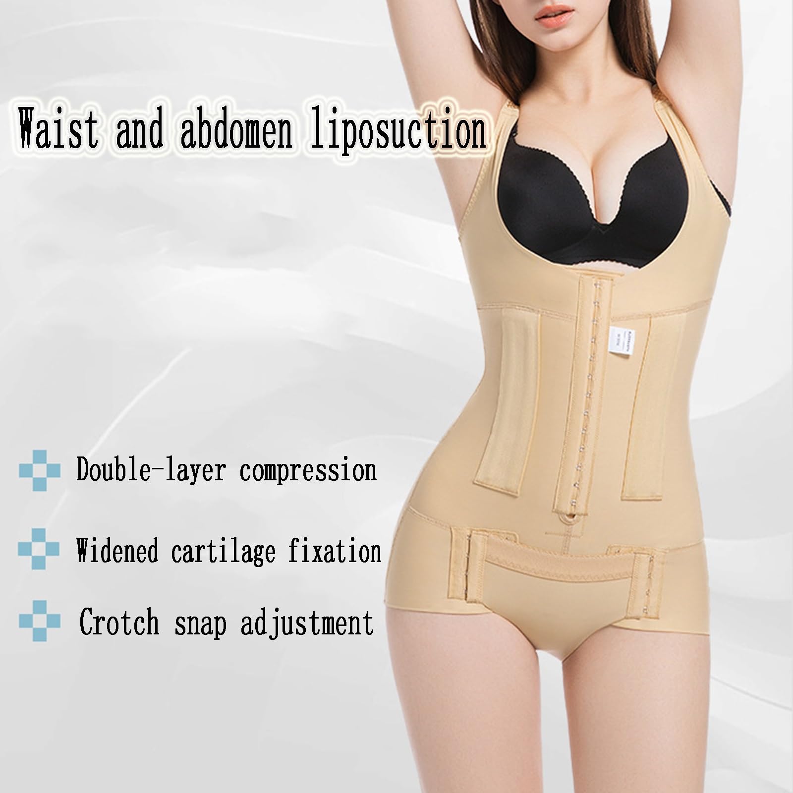 Fajas Posoperatorias, Correas de Hombro Ajustables con Soporte Óseo | Cintura de doble capa,Soporte de busto en forma de U,Costuras que levantan los glúteos