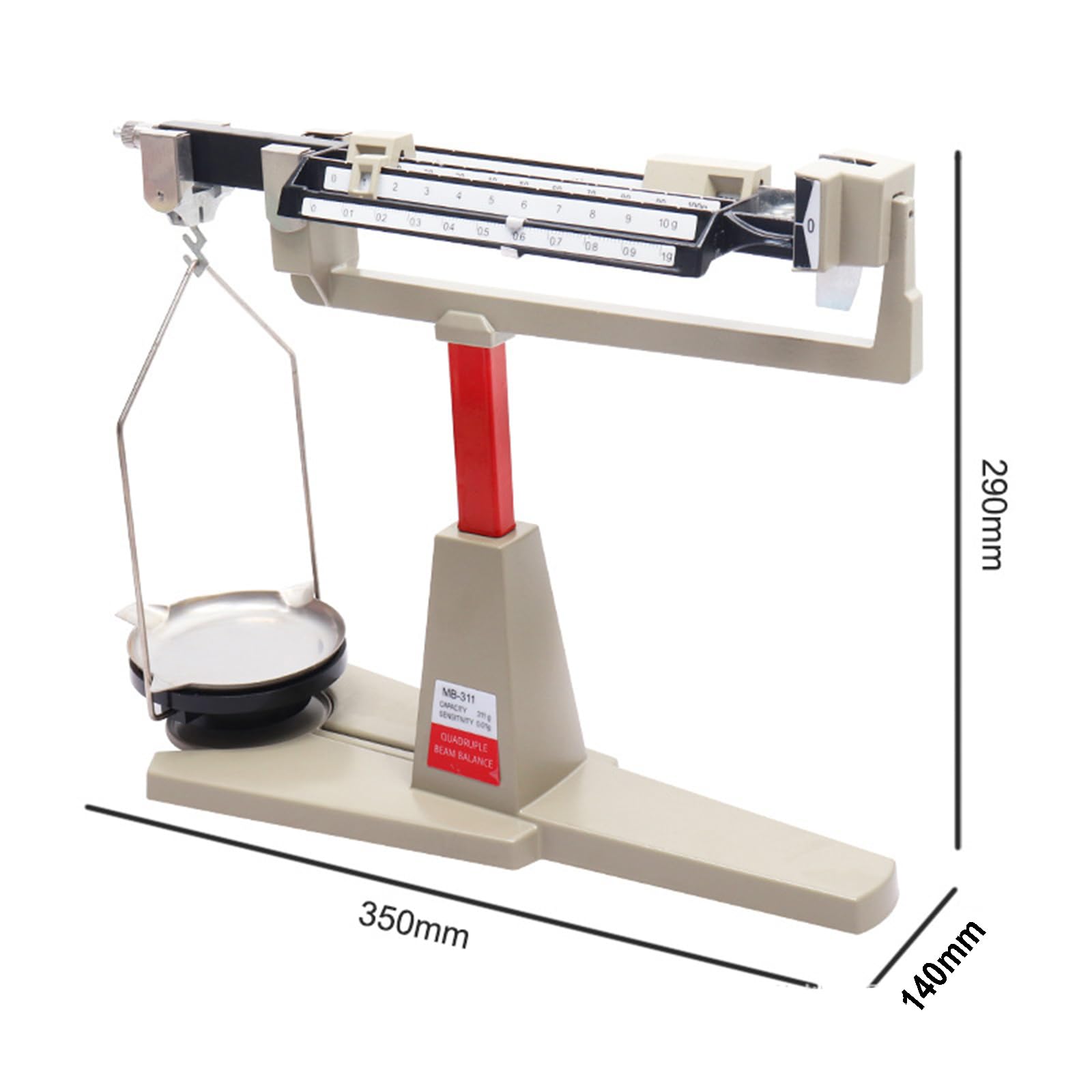 Bilancia Meccanica a 4 righelli, da Laboratorio Magnetica, precisione 0,01 g-311 g, Lettura Rapida, per l'insegnamento Scolastico