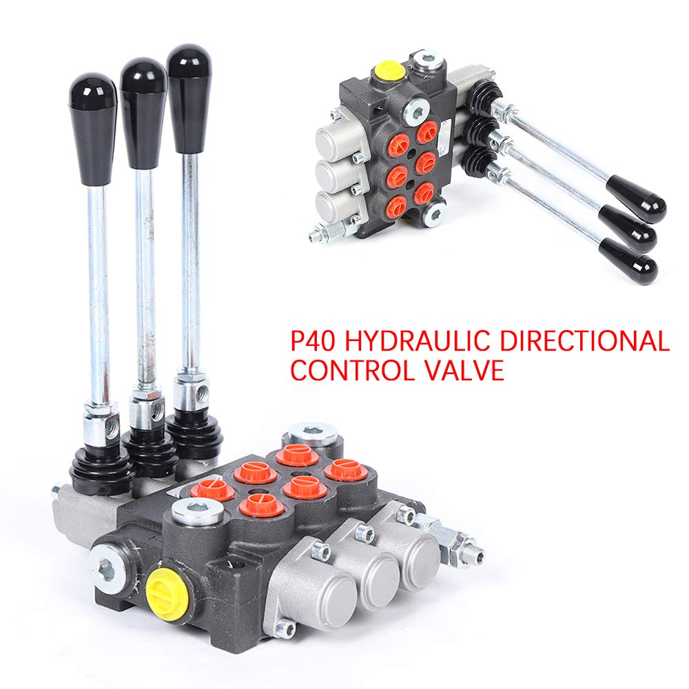 Valvola a leva manuale idraulica, valvola direzionale multidirezionale, 40 l/min, 3 vani, valvola di controllo manuale, 3600 PSI, valvola idraulica, cilindro a doppia azione