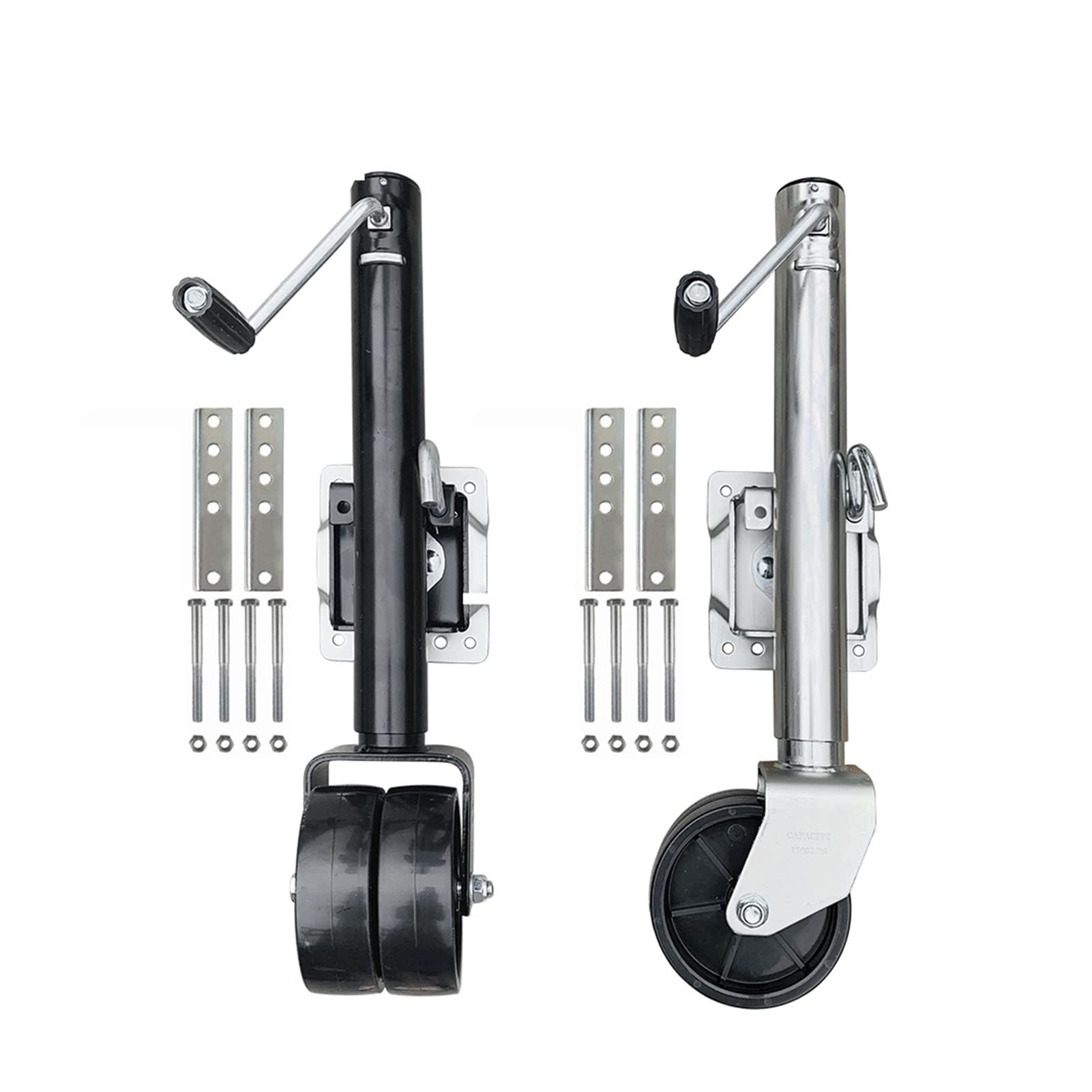 Podnośnik przyczepy Heavy Duty Mocowanie obrotowe 6-calowe podwójne koło pełne Sidewind Okrągły obrotowy podnośnik przyczepy ze śrubą na Pojemność 650 KG Koło podporowe Części do łodzi RV Akcesoria