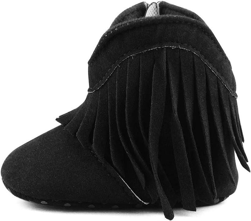 ESTAMICO Baby Girls' Cowboy Tassel Boots 6-12 Months Infant Black