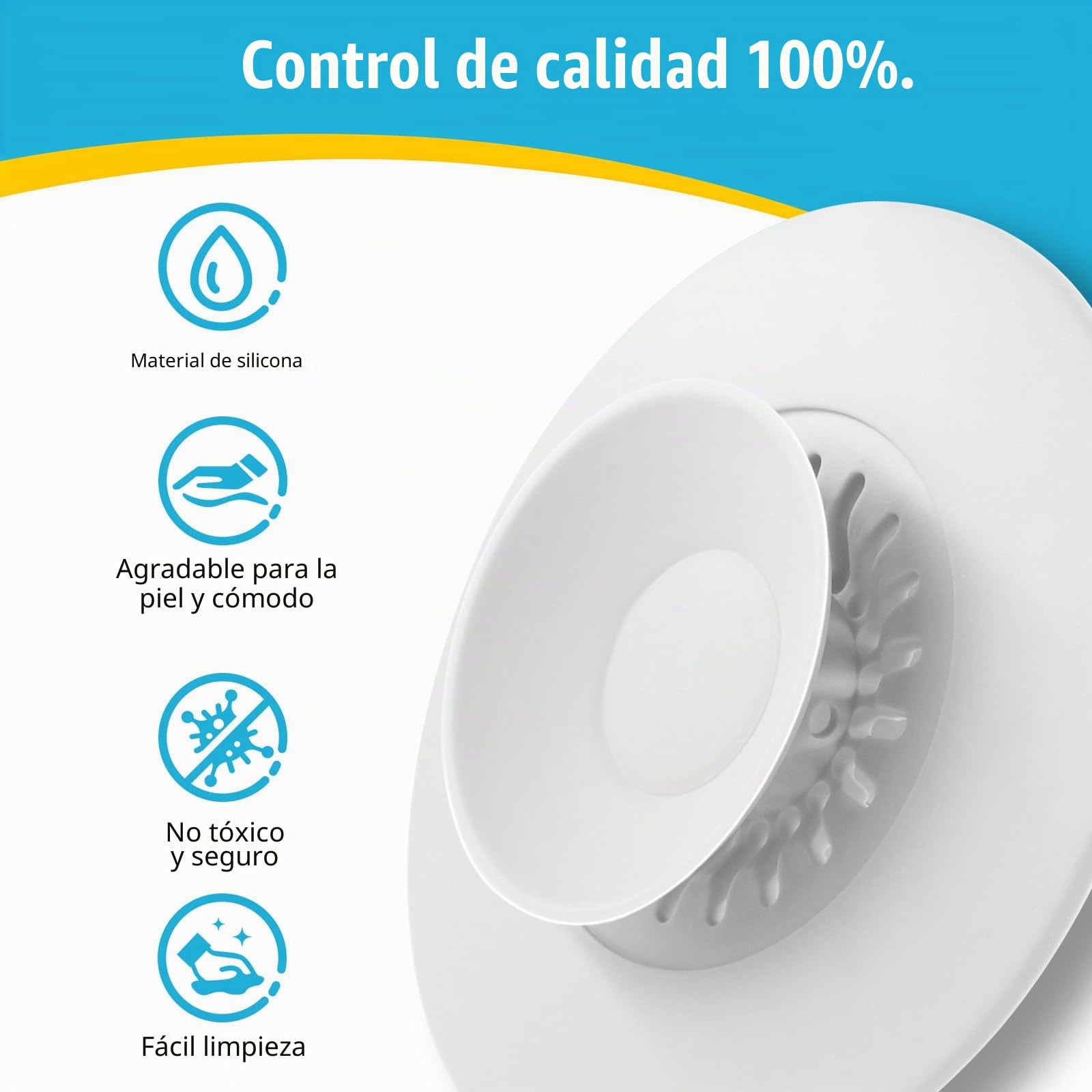 HUAERSICO Tapón de Drenaje Universal 3 Piezas - Suave Tapon Bañera Silicona - Tapón de Lavabo Universal a Presión con Filtro de Comida y Pelo para Lavabos, Fregaderos y Bañeras