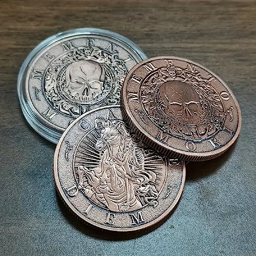 Yvhusk Collectible Coins Memento Mori Medal Carpe Diem Stoicism Souvenior Coins Antique Finish Official Gift for Daily Stoic Practice - Thumbnail 4