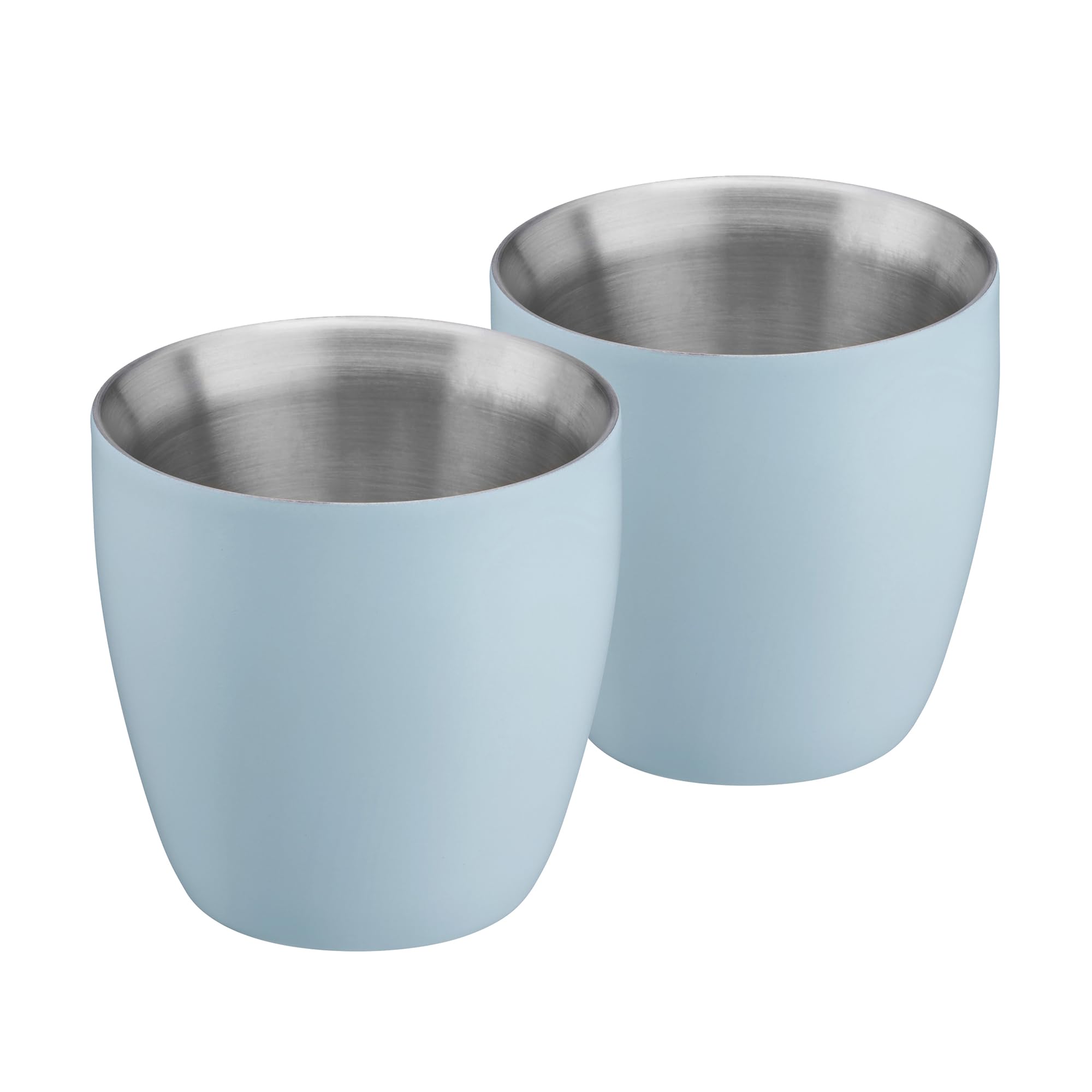 Cooks Professional Set of 2 Stainless Steel Espresso Coffee Cups | Double Wall Insulated Mini Drinking Mug | Dishwasher Safe & Stain, Odour & Rust Resistant | 90ml Capacity | Blue