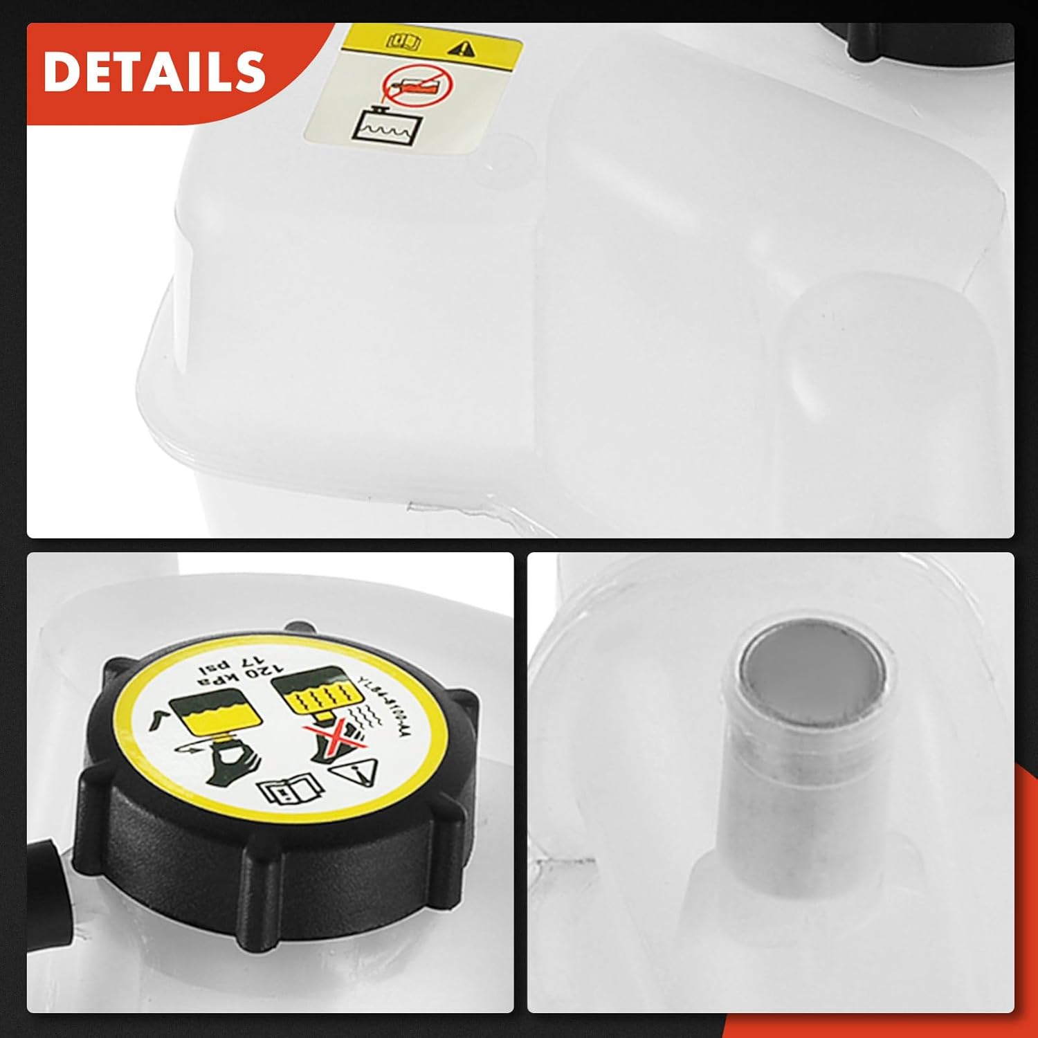 A-Premium Engine Pressurized Coolant Overflow Recovery Reservoir Tank BL8Z8A080A [fits 4,6Cyl 2.0 2.3 2.5 3.0L] Compatible with Ford & Mercury Cars - Escape 01-04 07-12, Mariner 07-11, w/ Cap & Tube