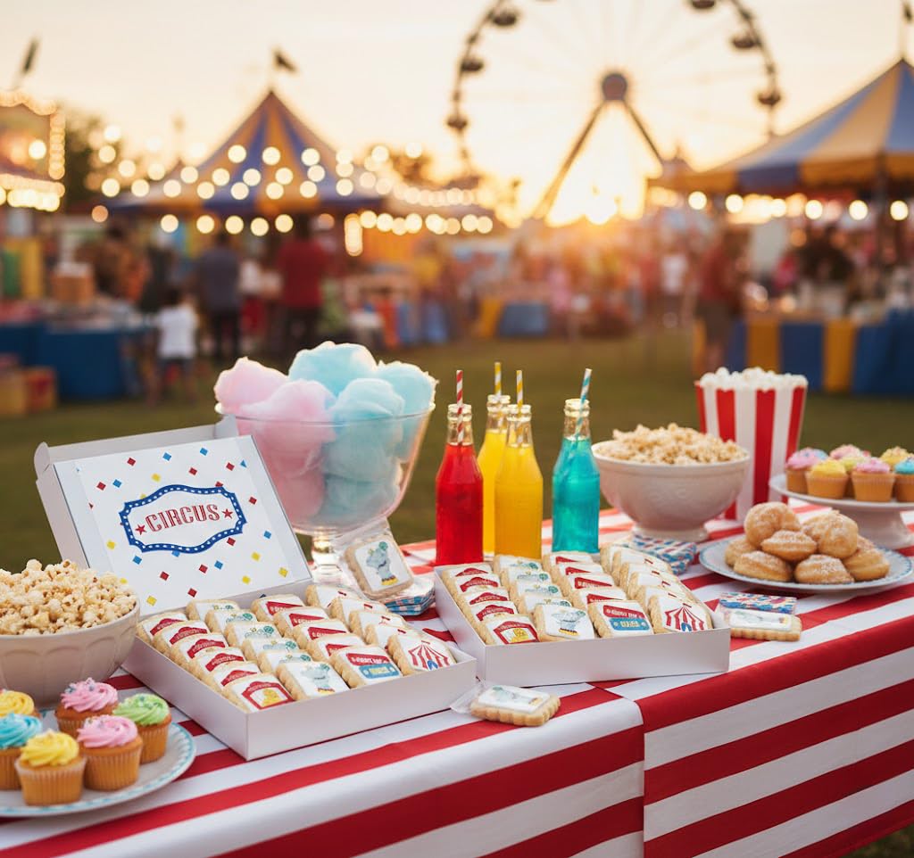 Circus Carnival Cookies Theme Party Favors | Individually Wrapped 24 Pack Themed Cookies | Birthday Treats for Kids and Adults