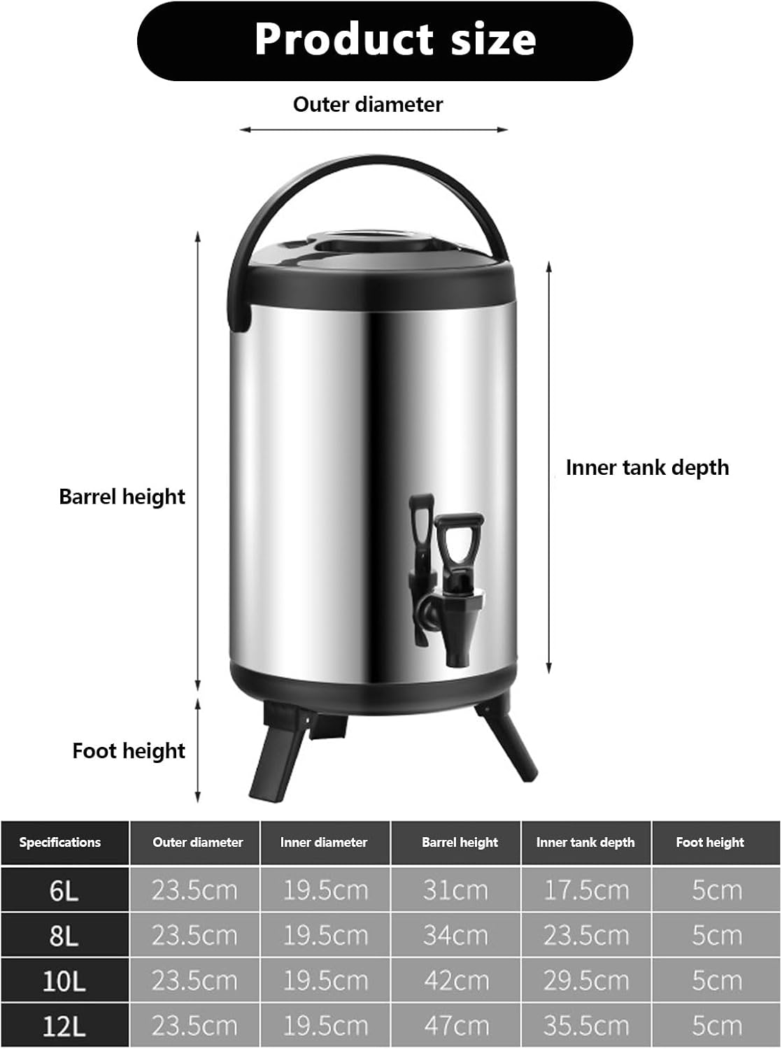 AIZYR Insulated Beverage Dispenser Coffee Carafe Drink Dispenser with Spigot,Juice Dispenser for Tea Coffee Restaurant Drink Shop,8L