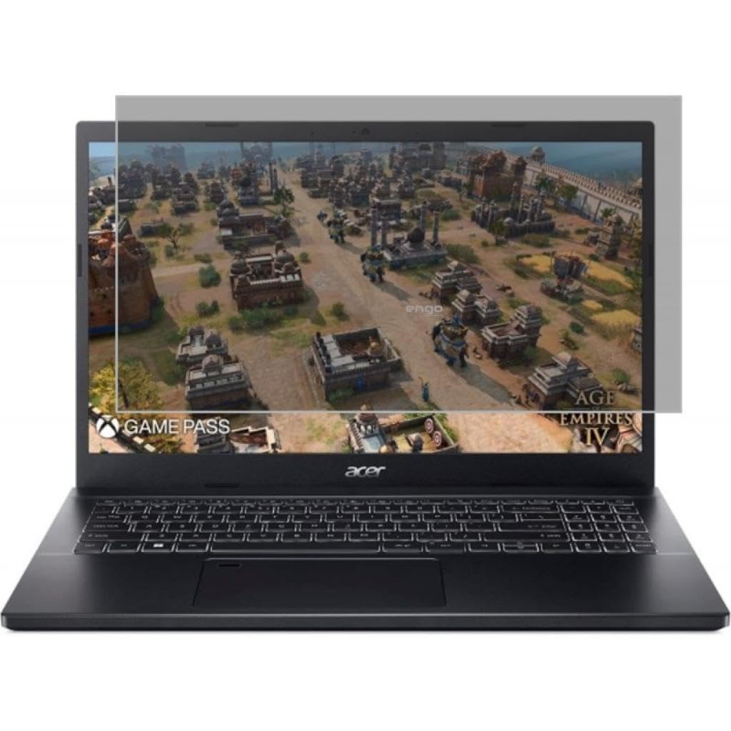 Engo Acer Aspire 7 A715 15.6 İnç İle Uyumlu Hayalet Ekran Koruyucu Notebook, Yandan Görünmeyen Anti-Spy Gizlilik (Privacy) Laptop Koruması, 9H Temperli Nano Kırılmaz Esnek Cam, Parlama Önleyici 16:9