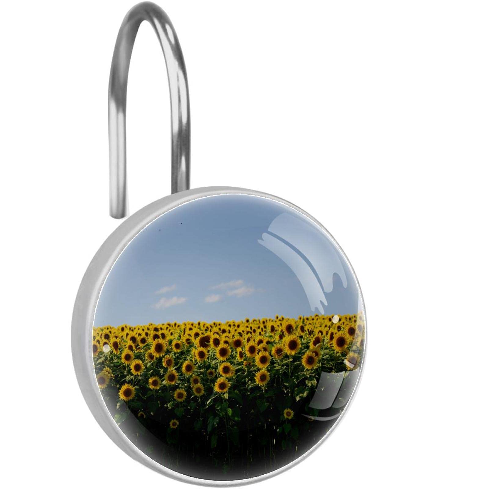 Crochets de rideau de douche acier inoxydable tournesol pour tringle de salle de bain