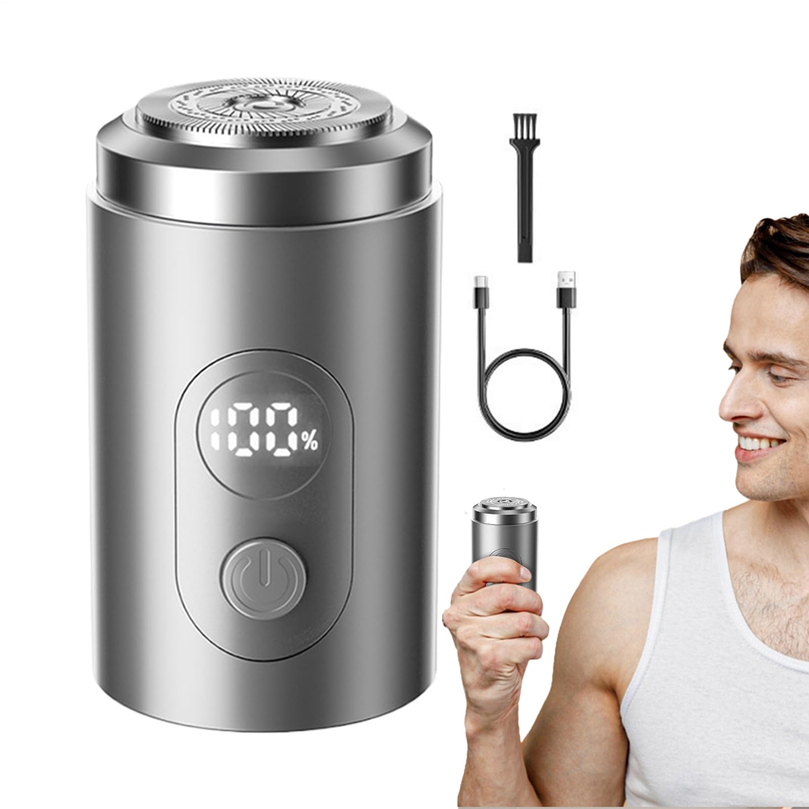 Tisujune Maquinillas De Afeitar Para Hombre | Cabeza Flotante Recortadora Compacta Barba | Recortador De Precisión Con Pantalla Digital, Herramienta De Aseo Resistente Al Agua Para Hombre Padre Novio