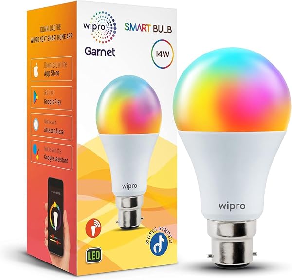 wipro 14 Watt B22 WiFi Smart LED Bulb with Music Sync | 16M Colours & Shades of White | App Control | Compatible with Amazon Alexa and Go...