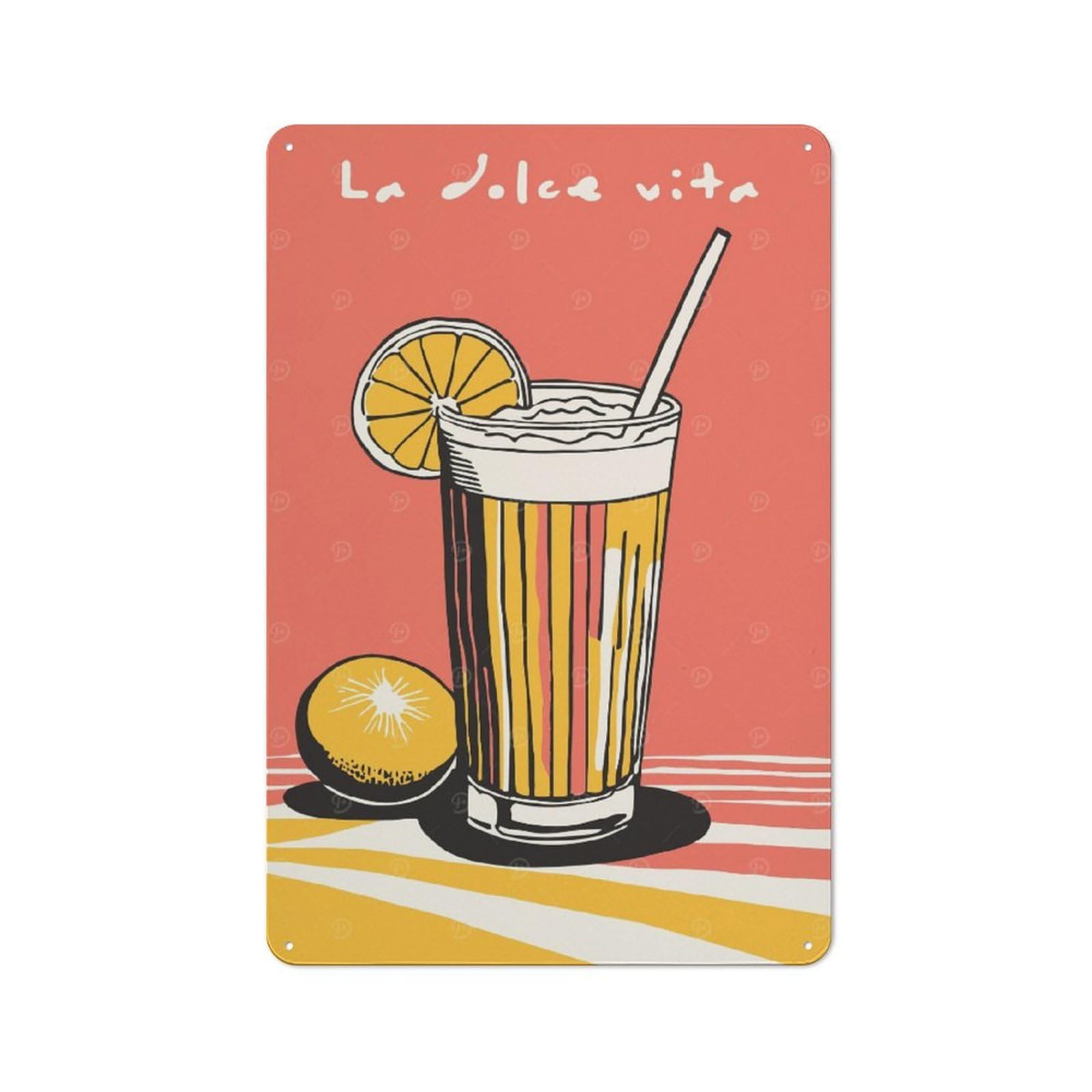 Junmoney Style-14 Retro-Style Metal Sign 30X20cm Featuring Retro Drink In Italy For Garage Wall, For Vintage Wall Decor Fans, For Metal Sign Collectors
