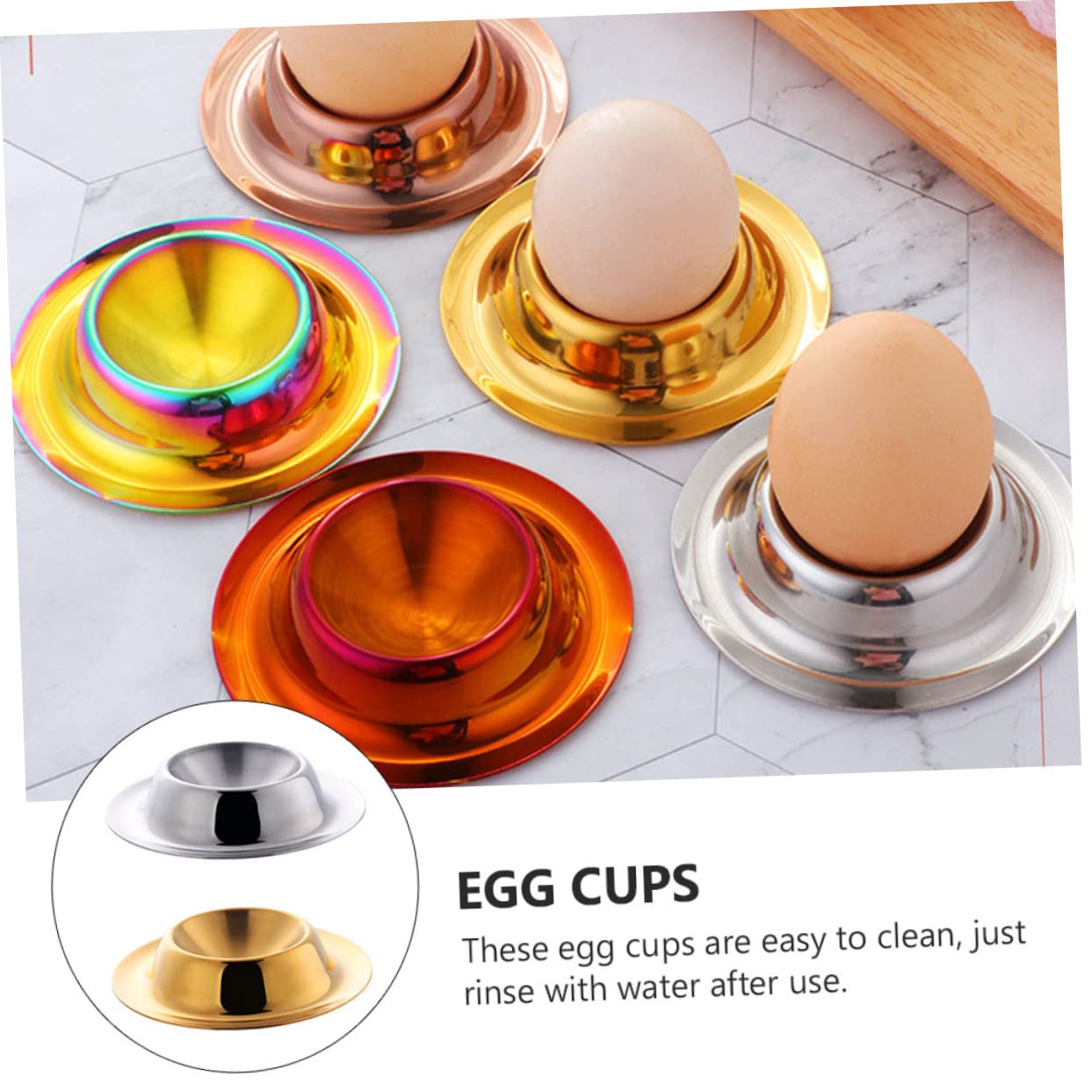 DECHOUS 6pièces Porte-œufs Acier Or Et Support Élégant pour Œufs Coque Et Amuse- pour Cuisine Et Déjeuner