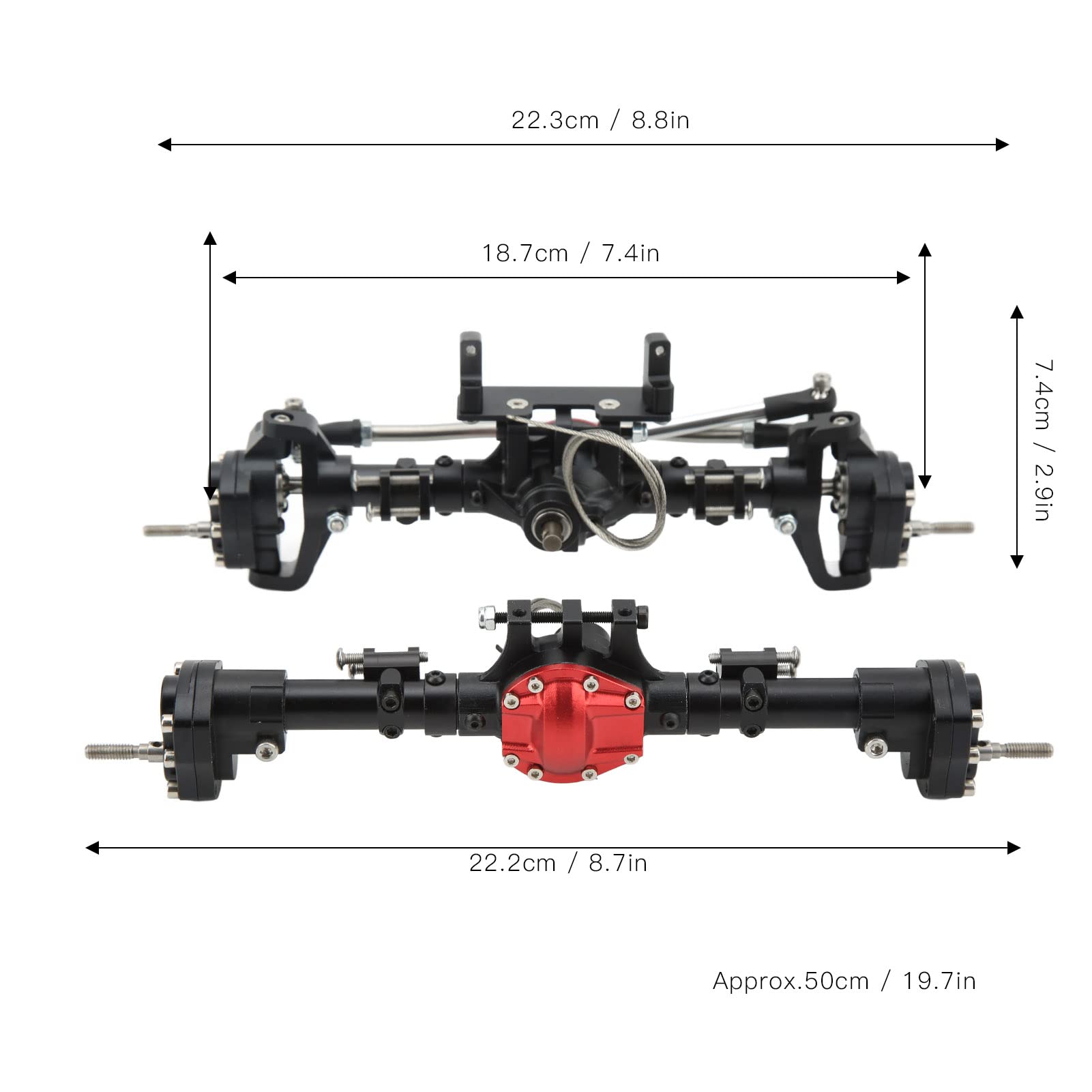 Zestaw osi portalowej RC, ośmieszek rc ustawiony na przedniej części różnicowej CNC dla osiowego SCX10 i III 90047 1/10 RC