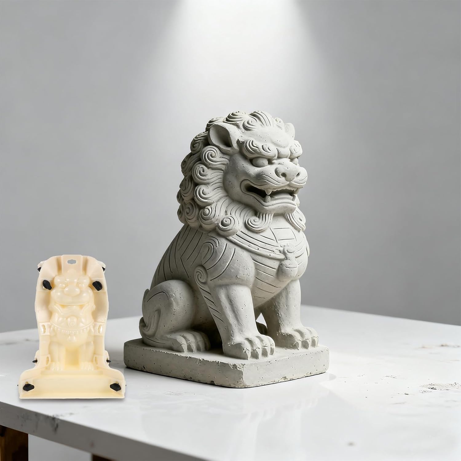 PRETYZOOM Lion Statue Concrete Mold Set Male and Female Stone Lion Casting Molds with Left Paw Ball Roman Style Balcony Column for Cement Crafting and Outdoor Decoration