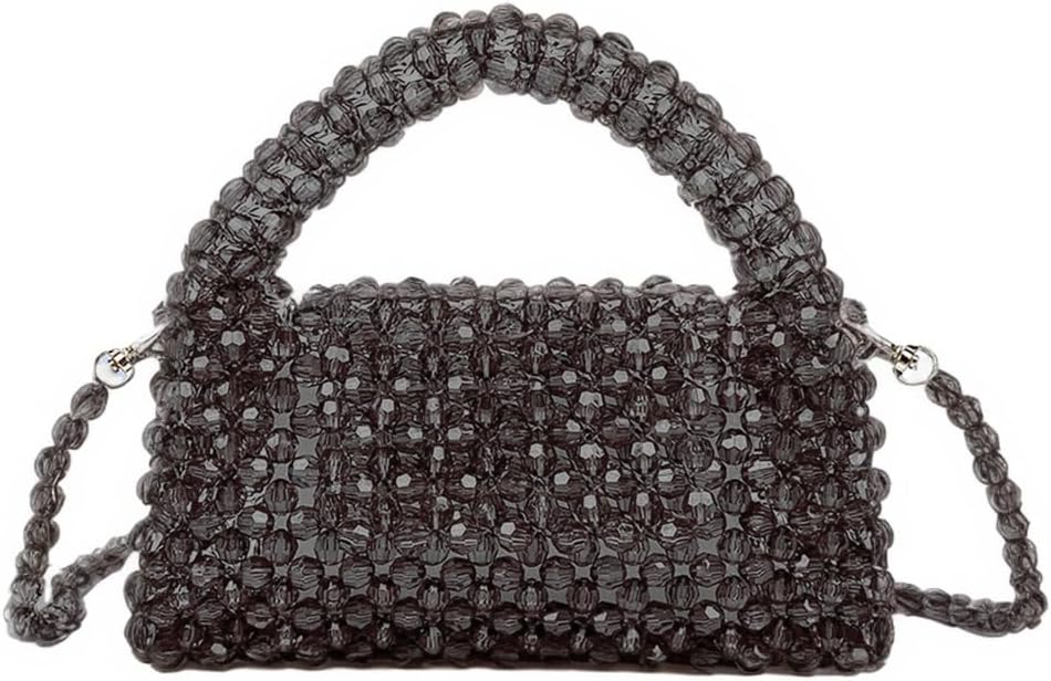 DJBM Women Acrylic Transparent Fancy Luxury Beaded Purse Handmade Crossbody Pearl Bag for Wedding Dating