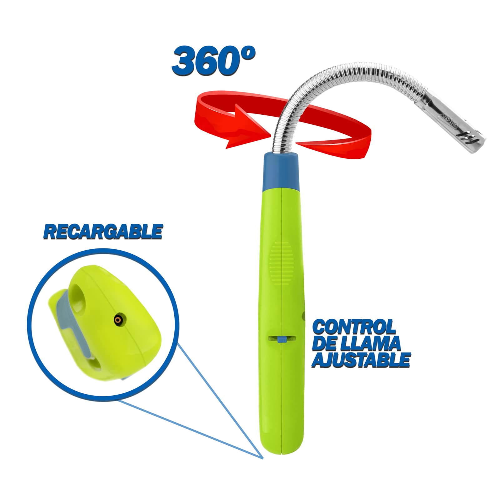 Encendedores de Cocina con Gas Precargado, Cuello Flexible, 4 Uds