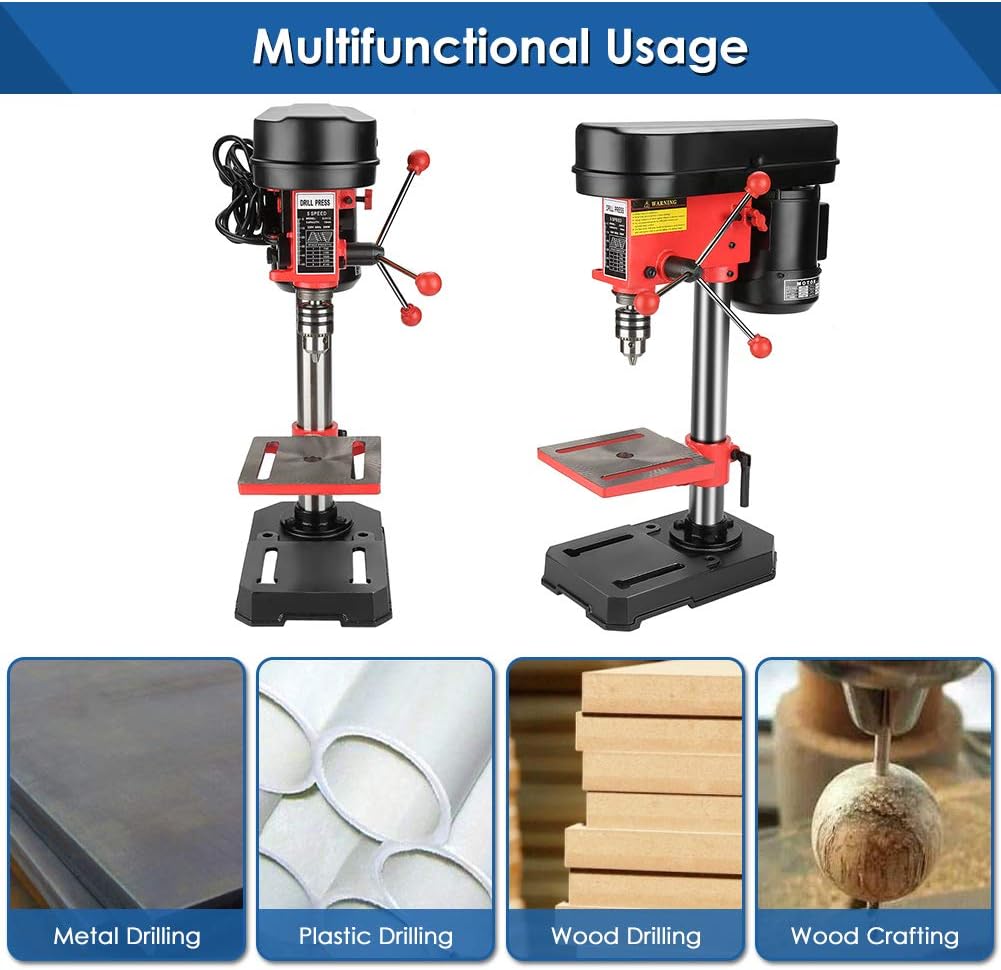 Examples of materials that can be drilled: metal, plastic, wood, and wood crafting