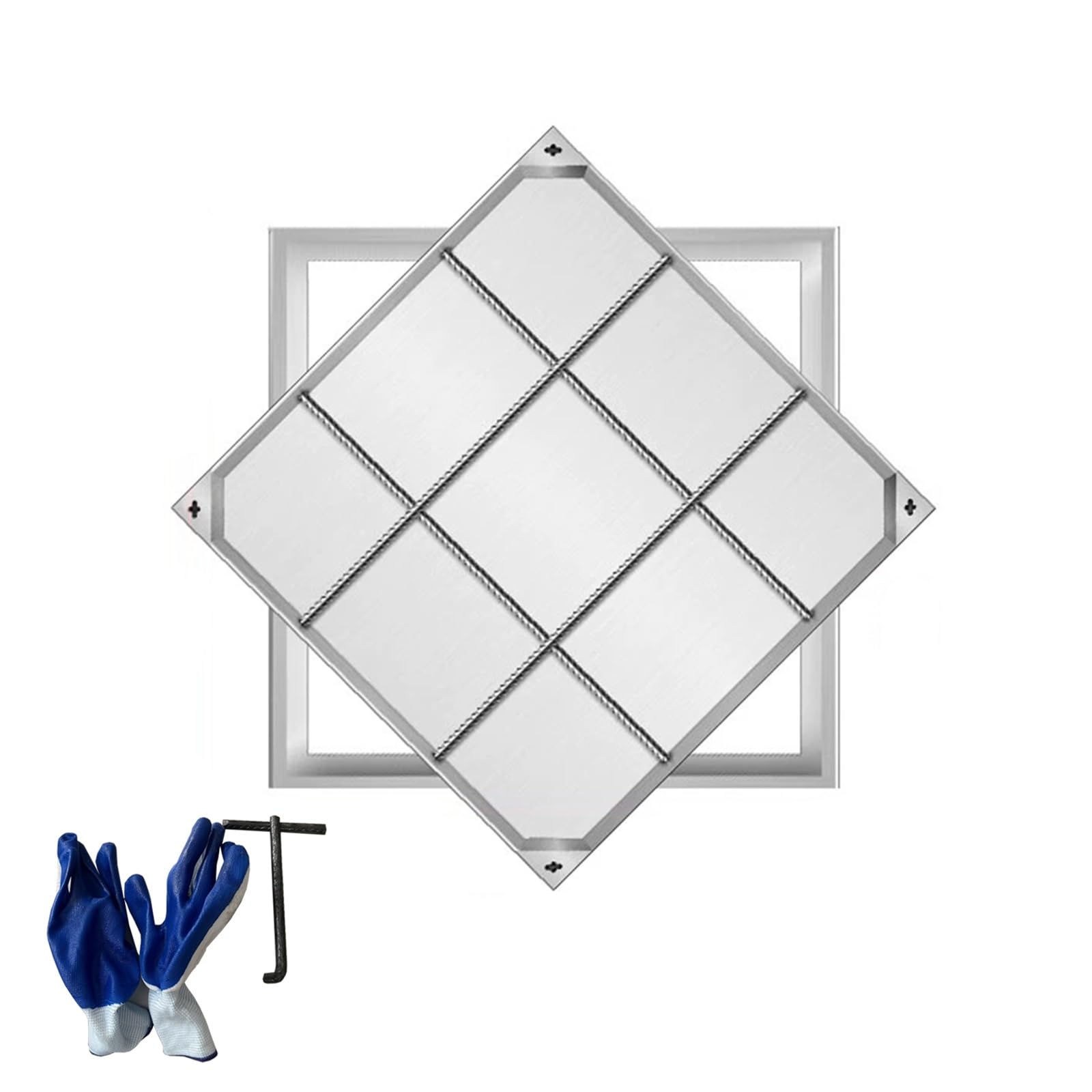 GJMSSMY 304 Stainless Steel Square Manhole Covers 12-39 Inch (60cm/24in) - Durable Heavy Duty Waterproof Corrosion Resistant Ideal for Septic Tanks and Drainage Systems