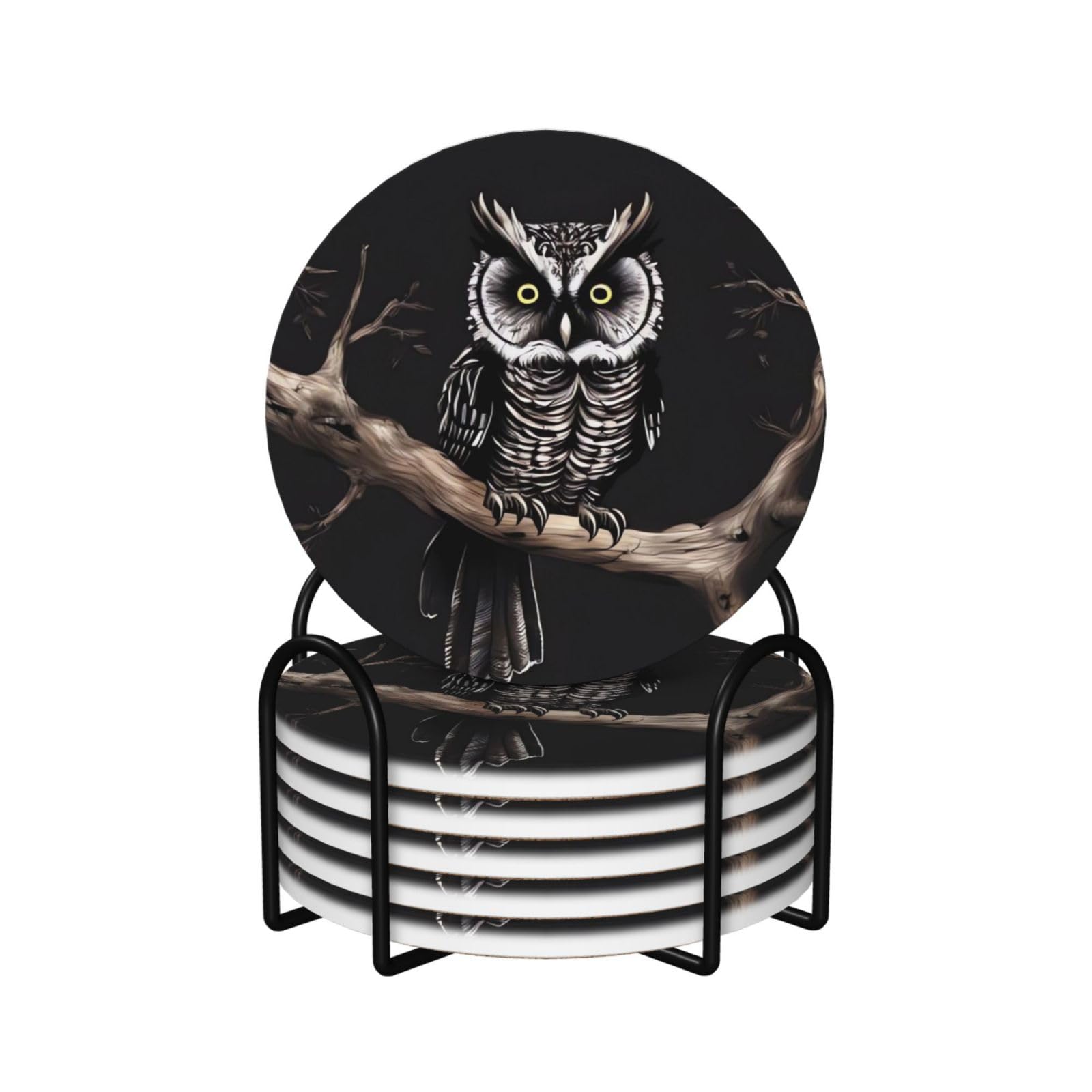 Dessous de verre hibou en céramique pour décoration de mariage et table de salon
