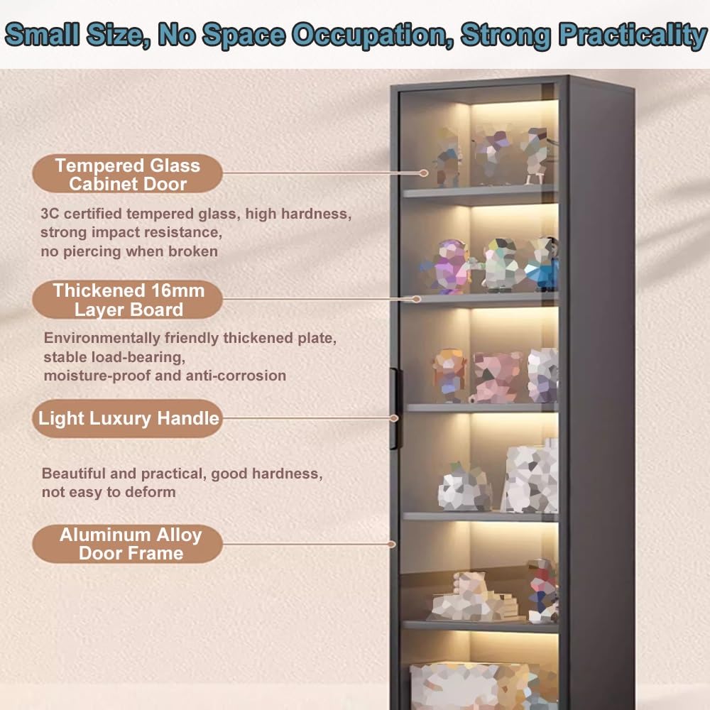 ZXHKZDX 5-Tier Collectibles Storage Display Cabinet With Glass