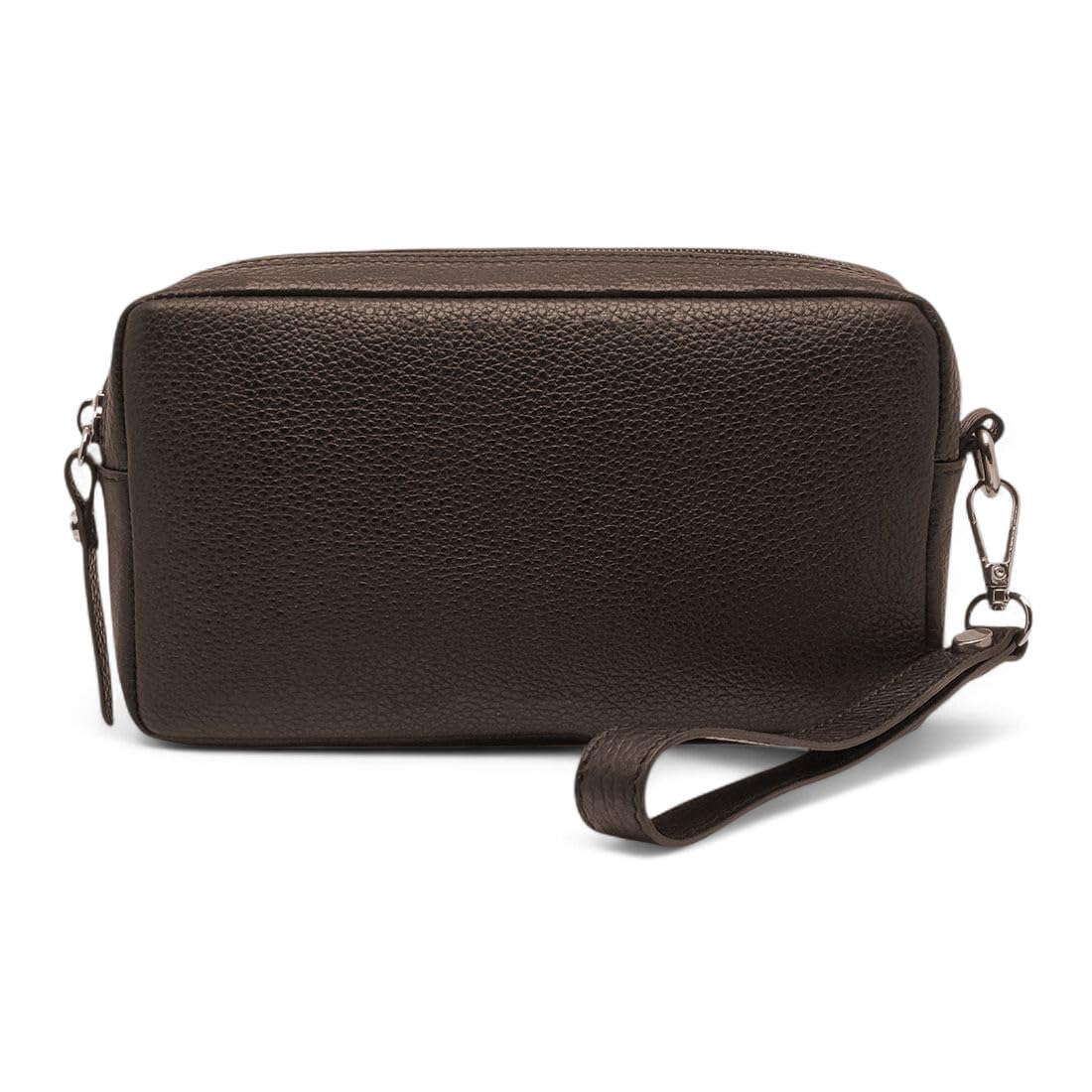 FAST WORLD SHOPPING Bolso de muñeca de piel auténtica, bolso de hombre con asa extraíble, riñonera de mano fabricada en Italia, bolsa con asa bajo los brazos, oficina, viaje casual, 22 x 12 x 5 cm
