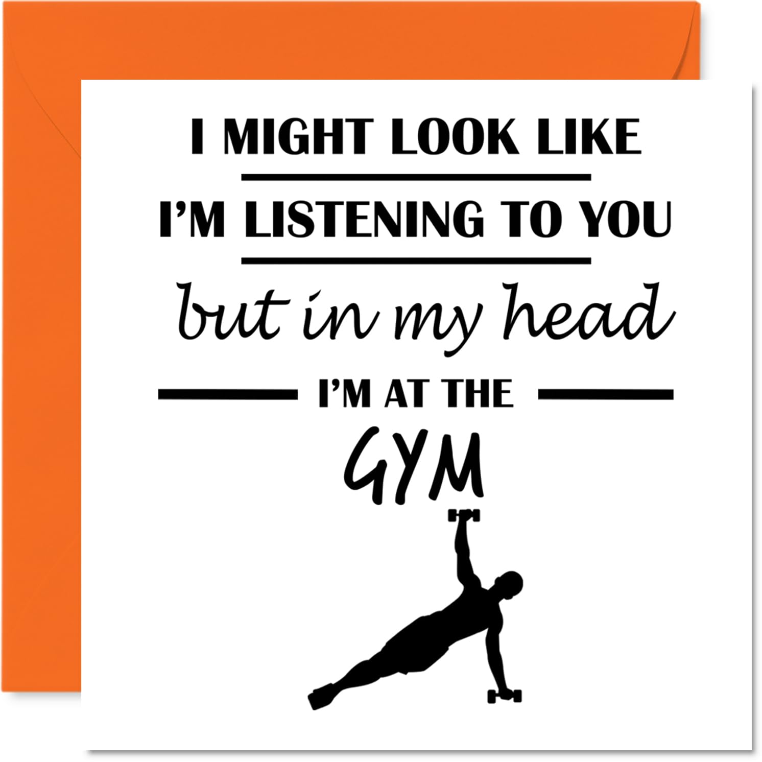 Gym Birthday Card for Men Women - In my Head - Happy Birthday Card for Husband Nan Auntie Uncle, 145mm Bday Greeting Cards