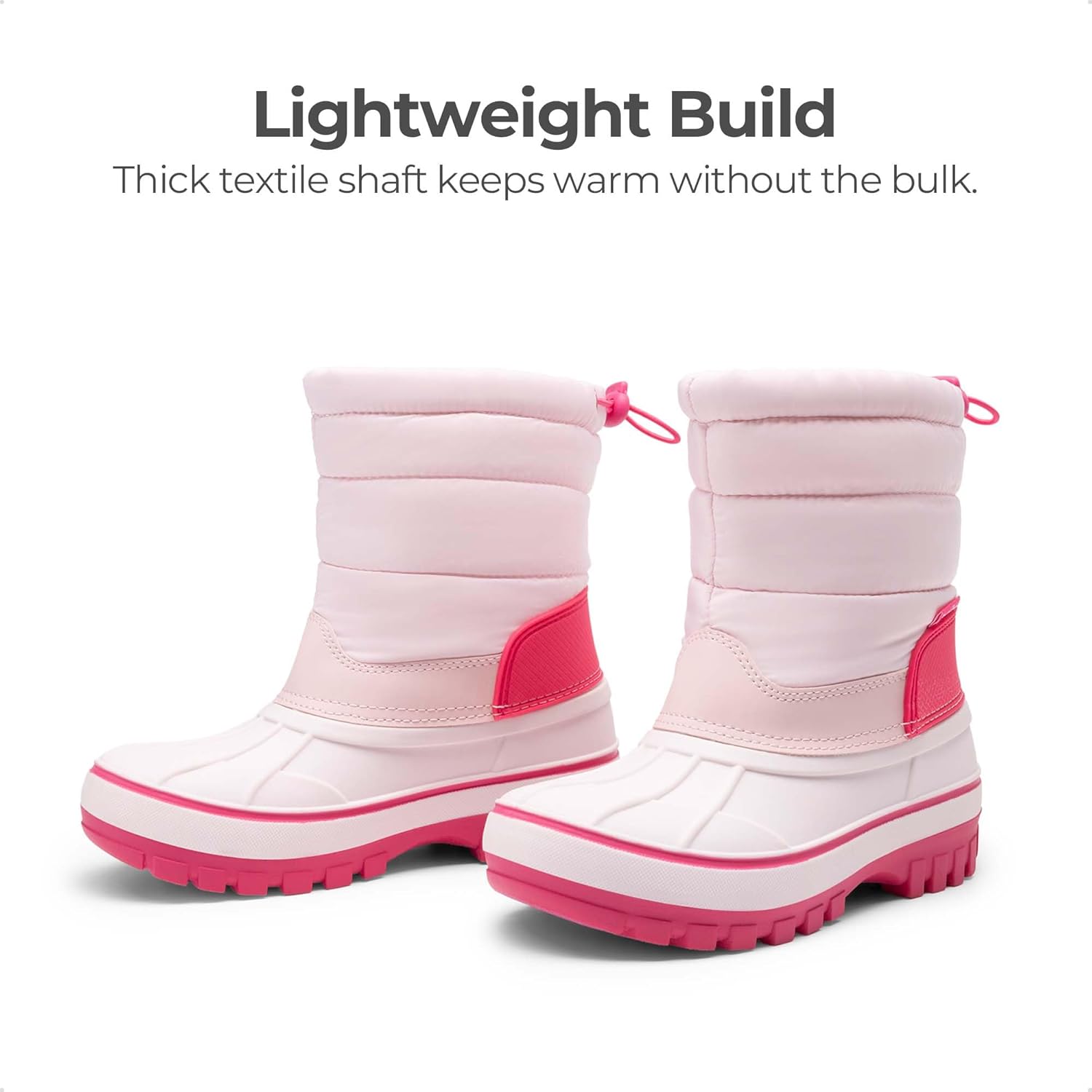 DREAM PAIRS Boys Girls Snow Boots Water-Resistant Outdoor Warm Cozy Anti-Slip Mid Calf Faux Fur Lining Winter Shoes for Toddler/Little/Big Kids