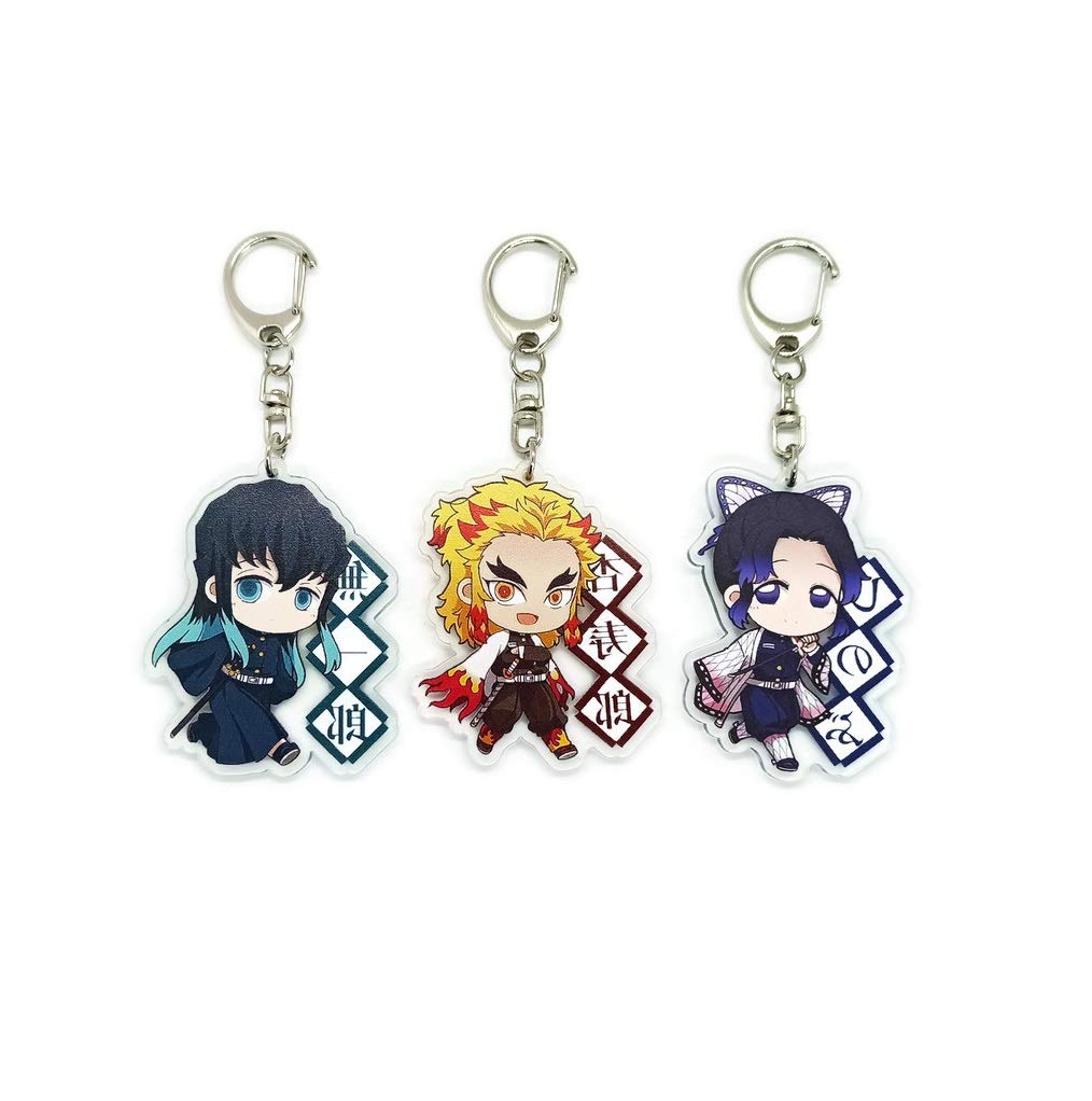 EBTY DREAMS Inc. - Set of 3 Demon Slaye DS Acrylic Keychain Hashira: Muichiro Tokito, Kyojuro Rengoku, Shinobu Kochou