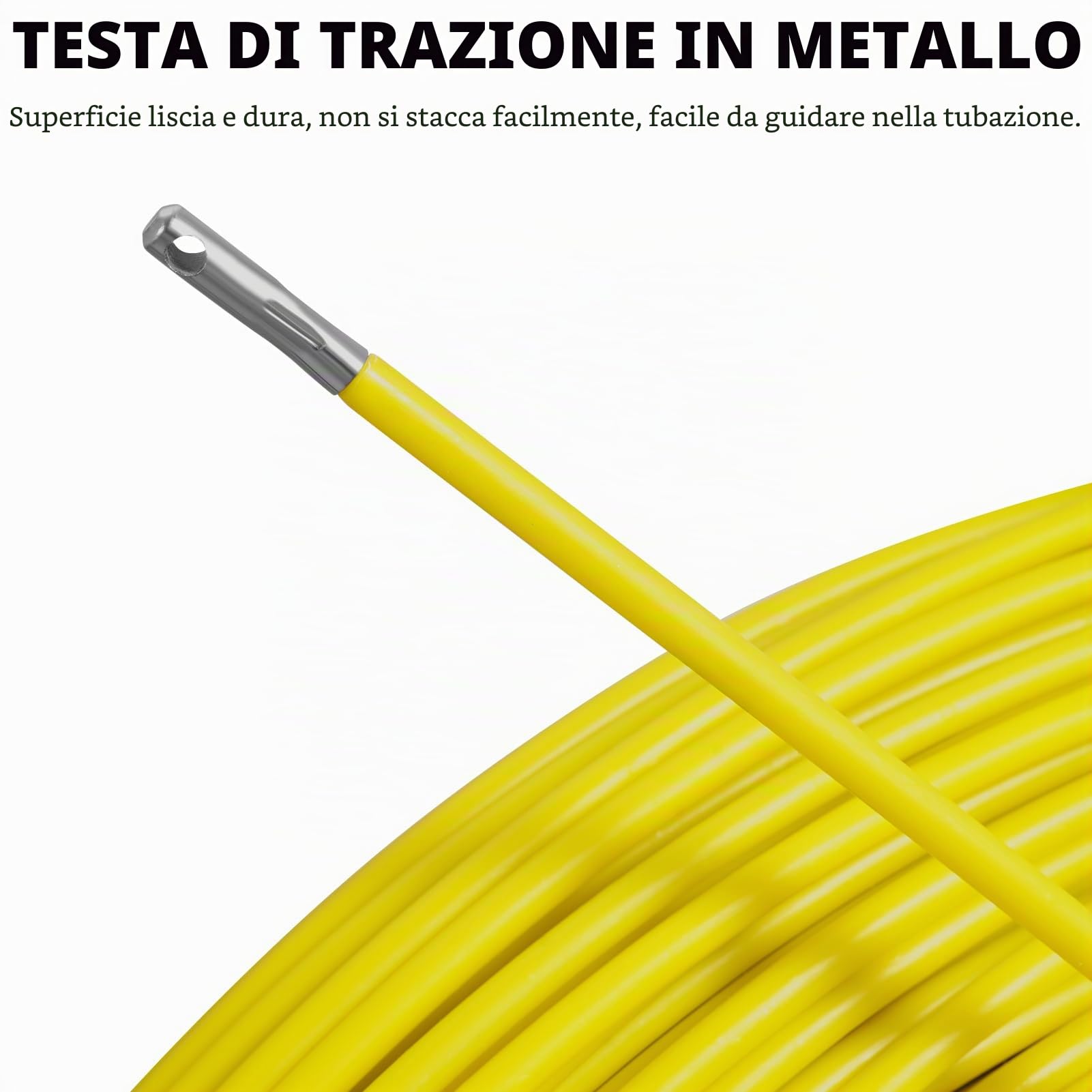Sonda Passacavi, Sonda Elettricista 6mm 150m, Spirale Retrattile 150m, Molla Elettricista, Contenitori in Plastica per Lavori Elettrici Telecomunicazioni Cablaggio Dati