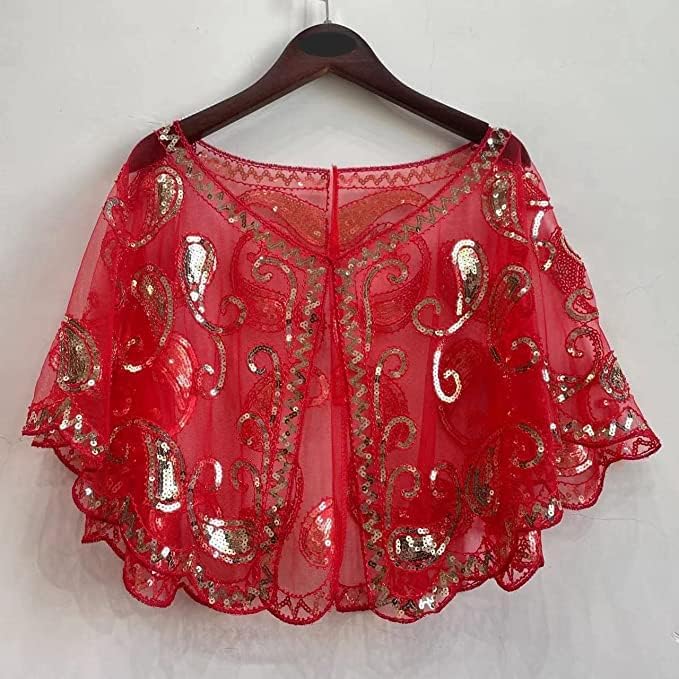 Miniatura 3 de Specell 1920s Shawls and Wraps for Evening Dresses,Wedding Shawl,Handmade Sequin Beaded Evening Shawl Bridal Wrap 22 colors