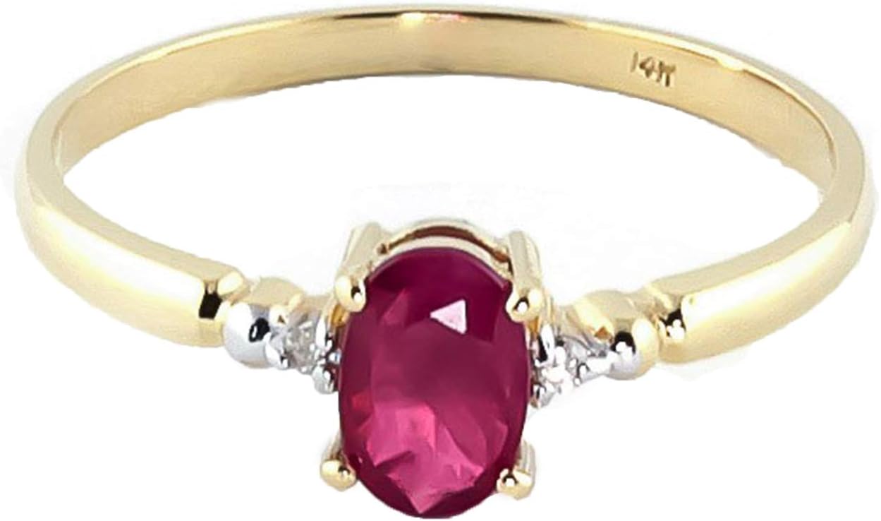Galaxy Gold GG 14K Solid Yellow Gold Ring 0.71 ct Diamond Ruby - Image 3