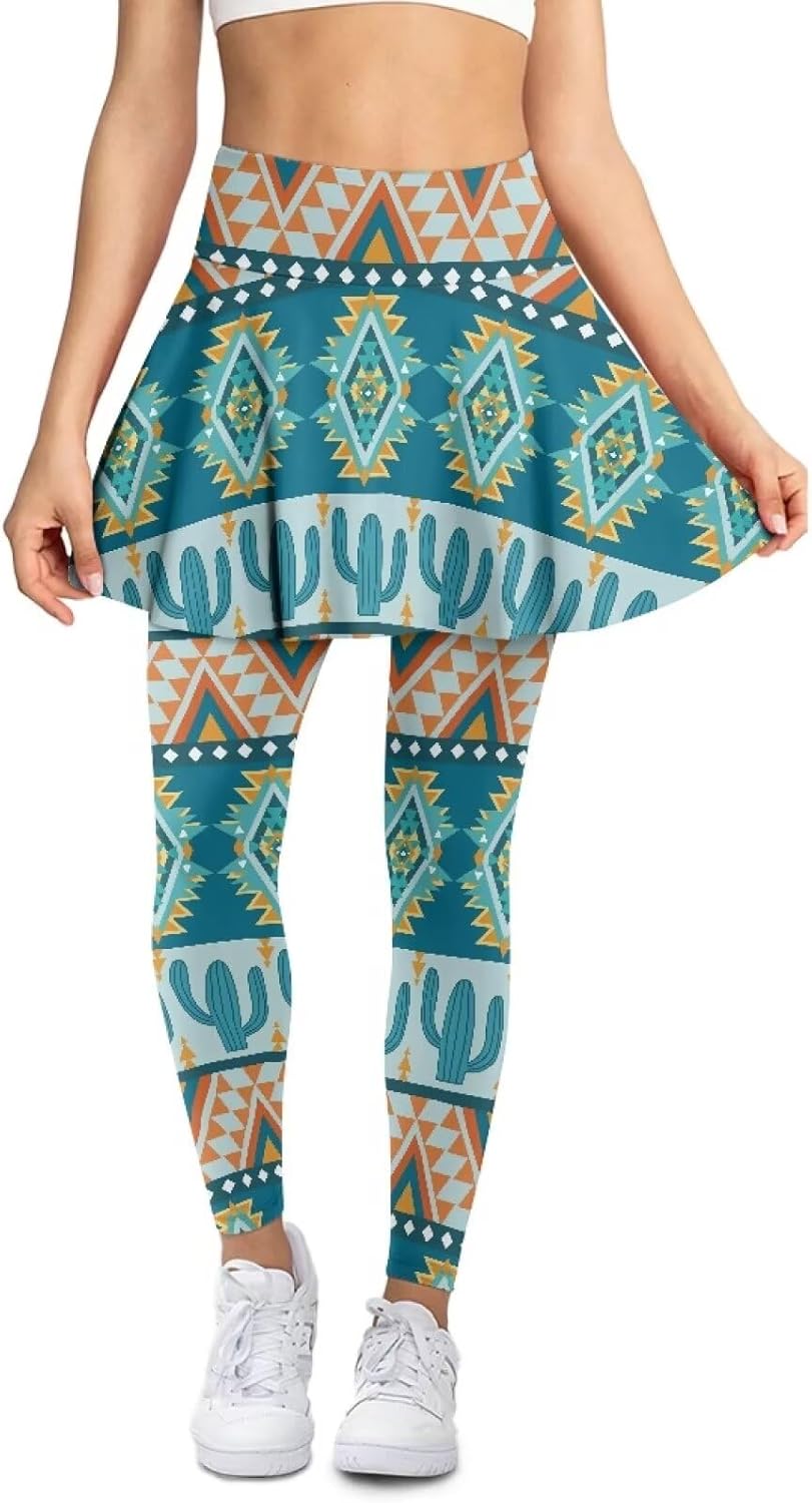 Stylish Tennis Leggings with Skirt for Women Comfortable Skirted Leggings Stretchy Yoga Golf Skorts Sporty Outfits