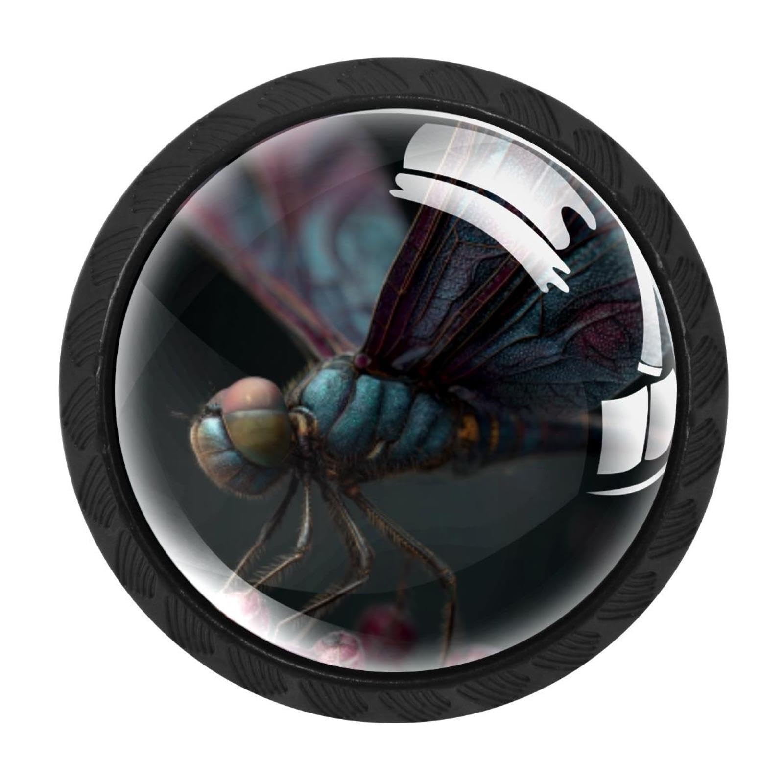 CHENZZZZ 4 Pack Black Dragonfly (2) Cabinet Pulls with Screws, Kitchen Cabinet Knobs Hardware