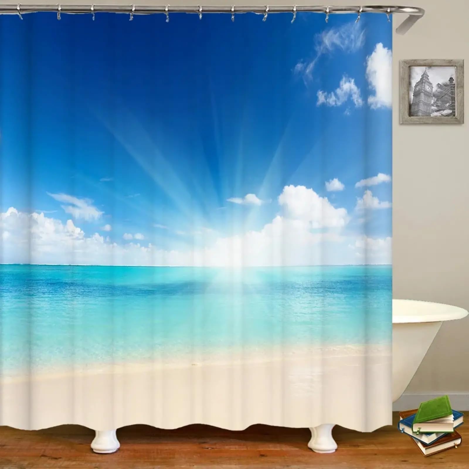 Rideau de douche en polyester de qualité supérieure paysage soleil