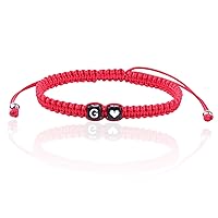 Vista 40 de Initial Bracelets for Women Teen Girls, Initial A-Z Heart Letter Charm Bracelets Handmade Adjustable Rope Bracelets for Mother's Day Graduation Black